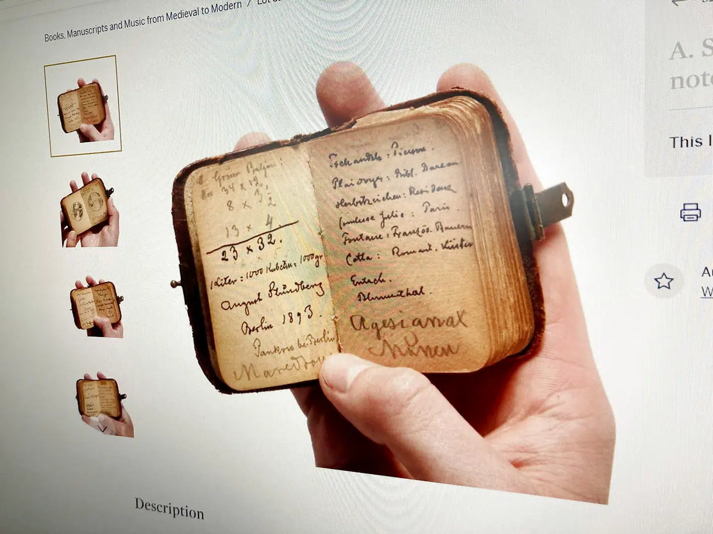 Strindbergs notesbog, som han skrev i fra 1893 til 1895, mens han blandt andet opholdt sig i Berlin og Paris, blev trukket tilbage fra en auktion hos Sotheby's i London. Bogen er stjålet fra Kungliga Biblioteket i Stockholm.