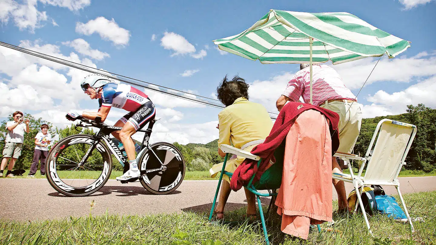 2012. 9. etape, enkeltstart til Besançon. Sylvain Chavanel. Billede fra bogen