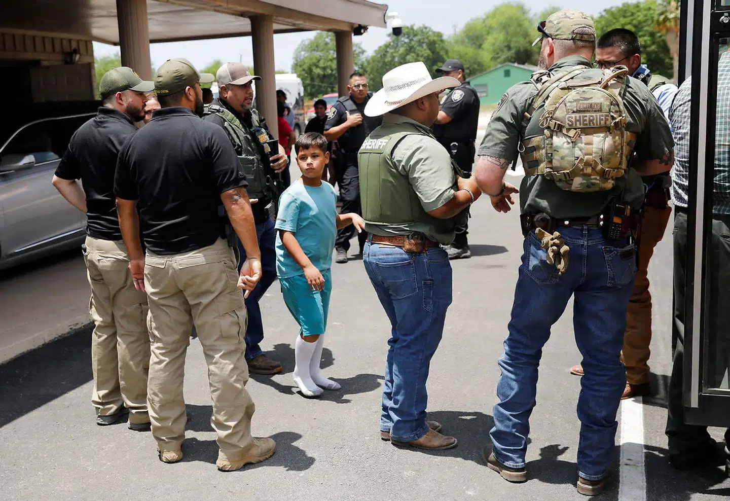 Politiet er tilstærkt til stede ved skolen i Texas.