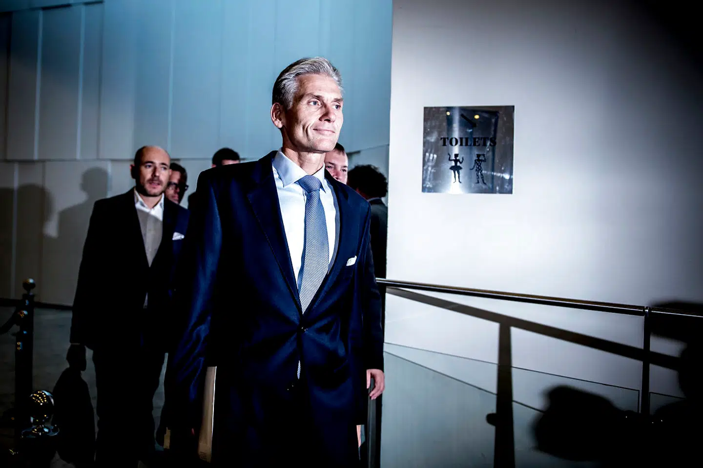 Thomas F. Borgen, den daværende direktør i Danske Bank, efter pressemødet, hvor Danske Bank i Tivolis Kongrescenter offentliggjorde advokatundersøgelsen af filialen i Estland.