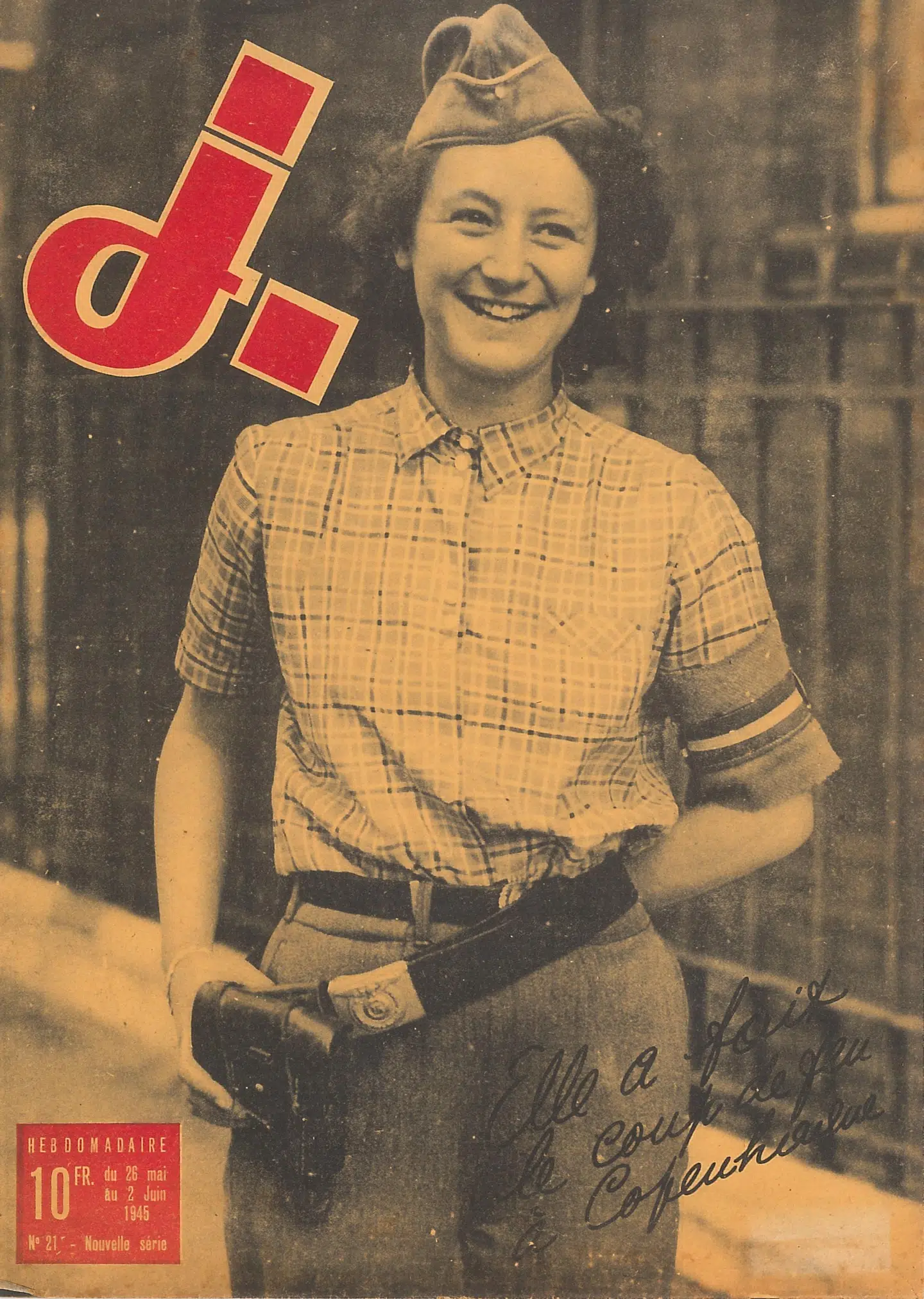 Inge Hagen på forsiden af et fransk ugeblad lige efter krigen. Illustration fra bogen.