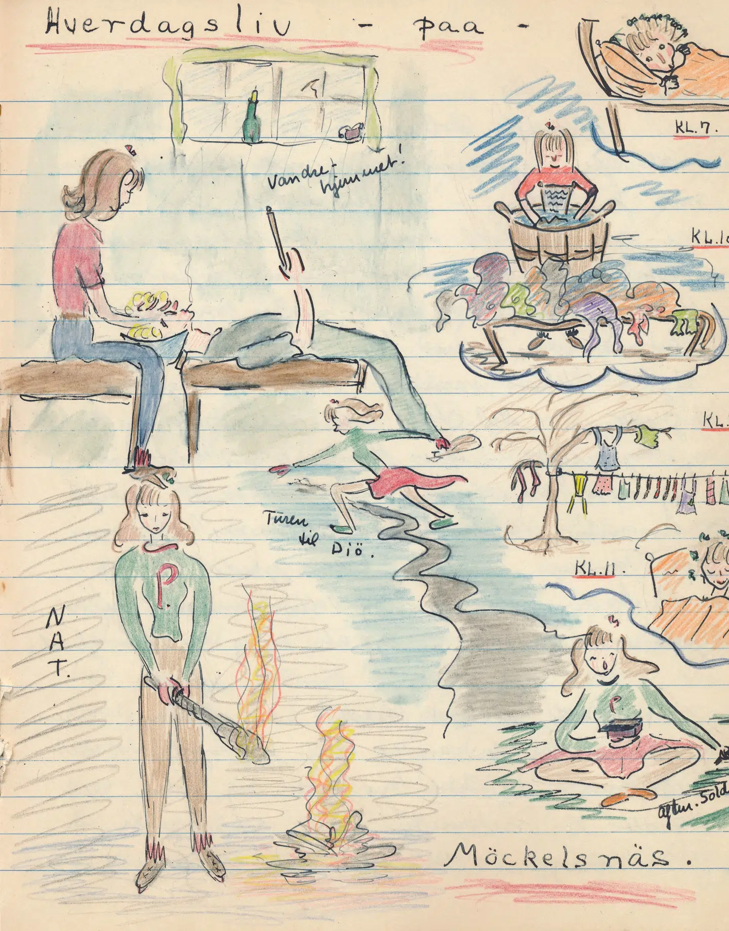 Side fra Inge Hagens dagbog fra tiden i Sverige. Inge Hagens dagbog er en af de meget sjældne dagbøger fra besættelsestiden.