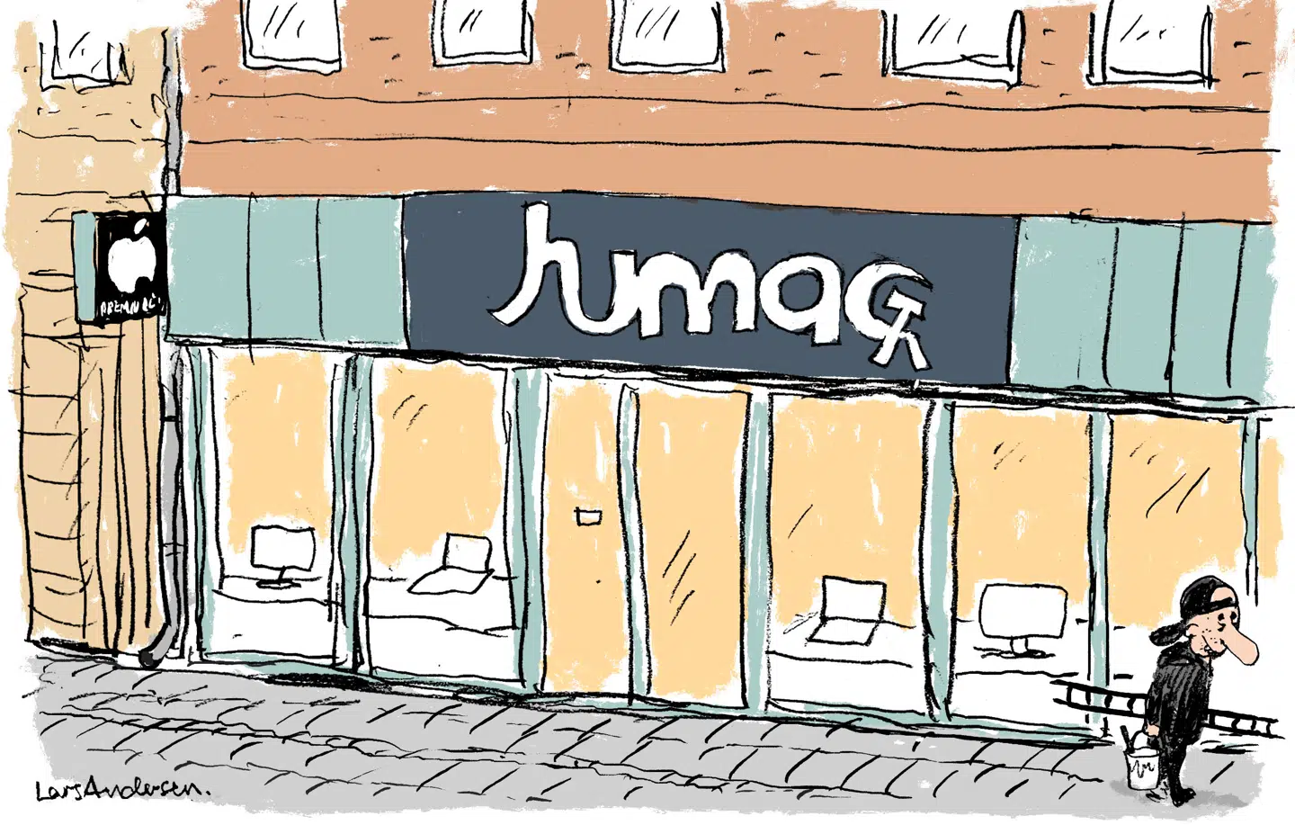 Humacs ejer, den russiske rigmand Philippe Gens, ejer også foretagendet Lanit Group, der ifølge B.T. leverer it-løsninger og software til den russiske stat. Tegning: Lars Andersen