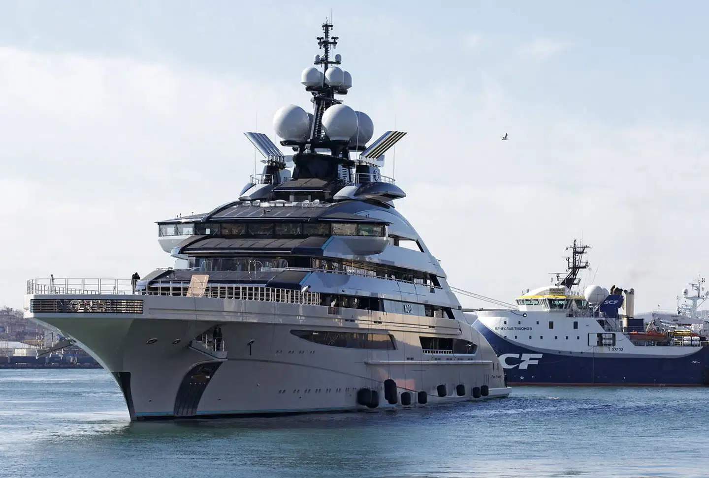 Her er Mordastjovs superyacht »Nord«, som han har fået sejlet udenom de internationale sanktioner. Arkivfoto: Reuters/Ritzau Scanpix