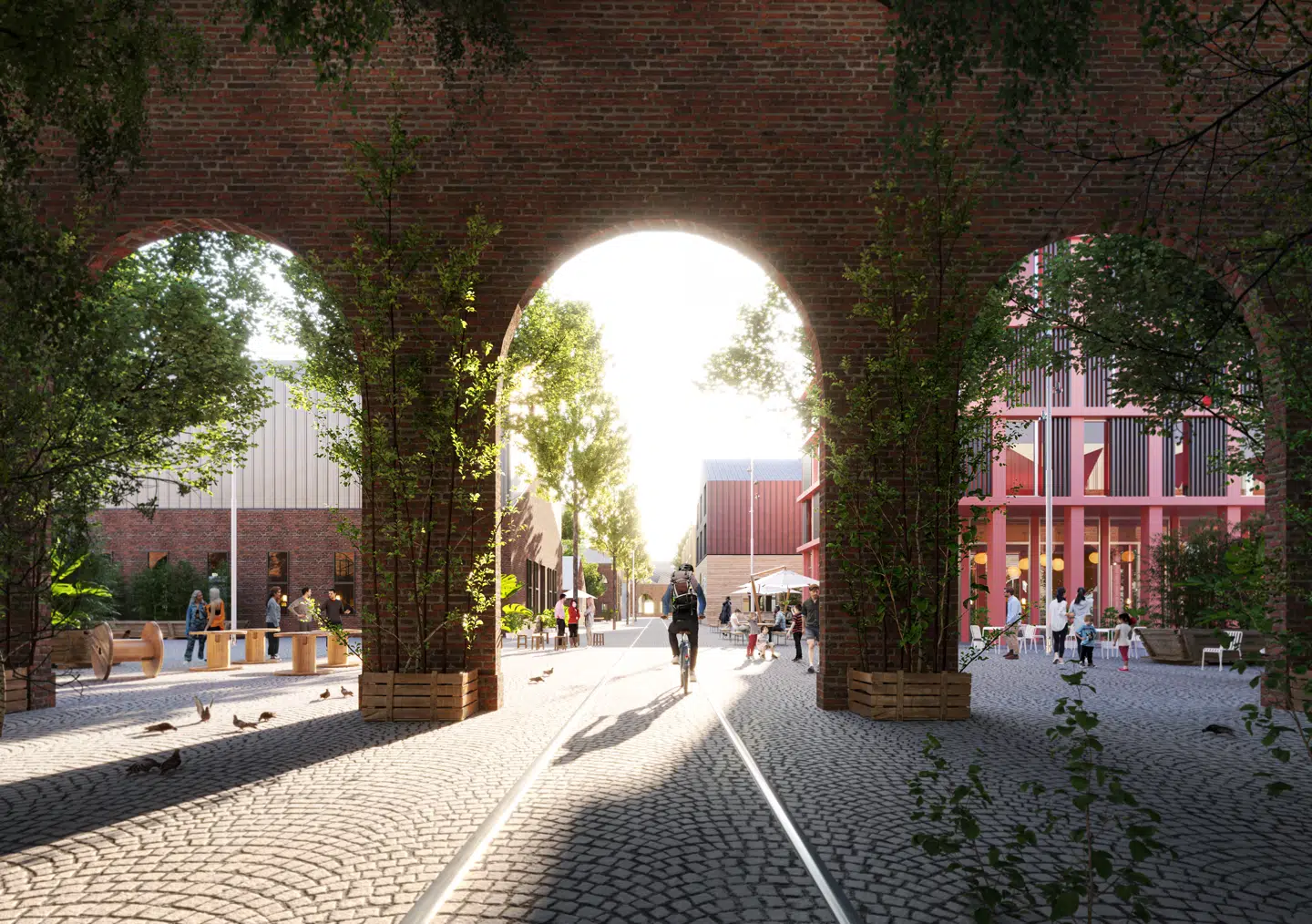 Den gamle arkitektur vil overalt indgå som aktive, historiske elementer i den kommende Jernbaneby.