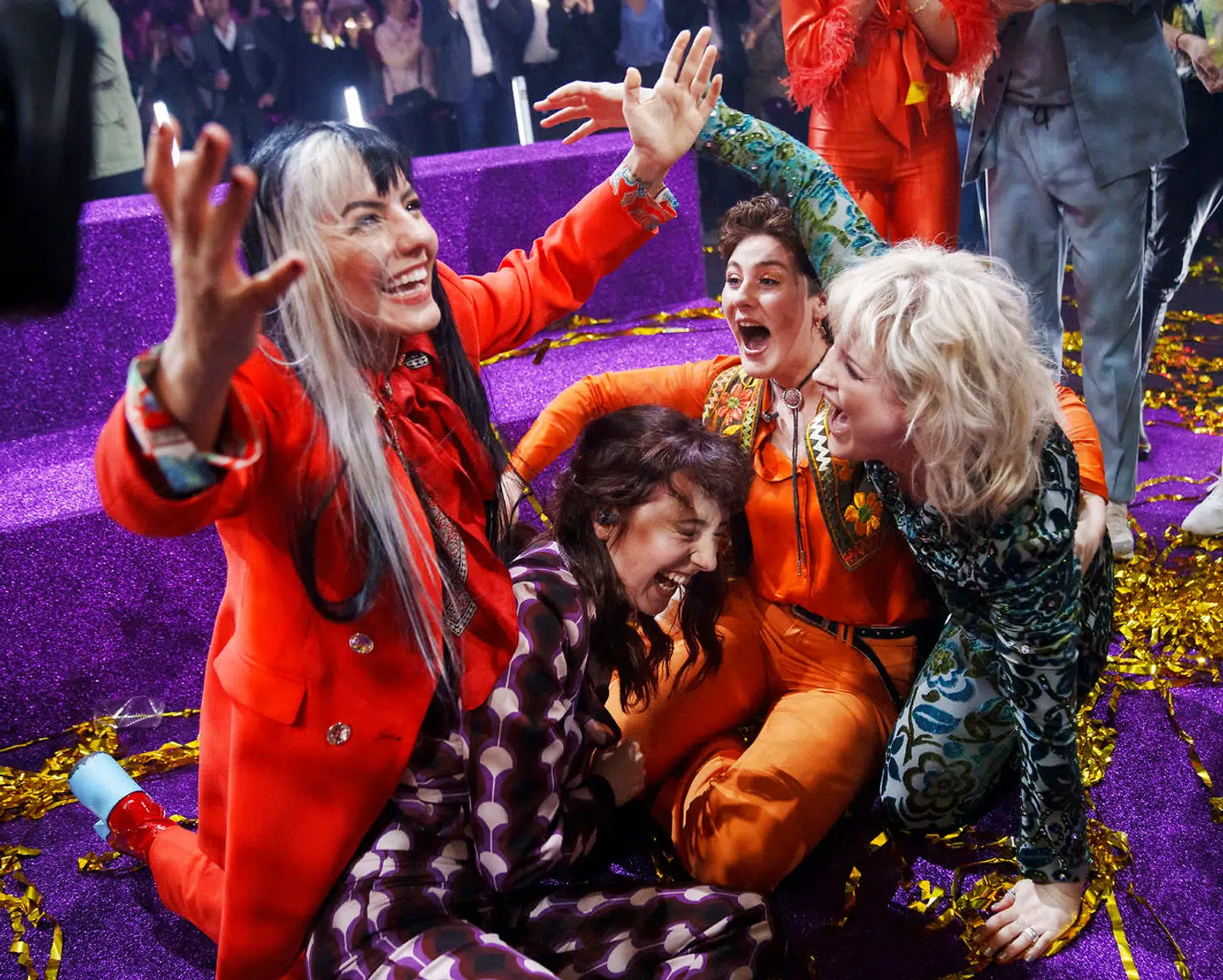 Arkivfoto: Konfettien dryssede ned over rockkvartetten Reddi, der med nummeret »The Show« snuppede sejren ved Dansk Melodi Grand Prix 2022 lørdag den 5. marts foran et fyldt Jyske Bank Boxen i Herning.