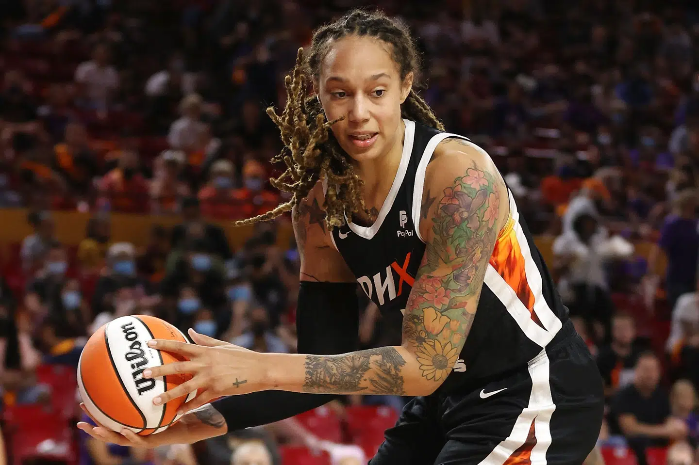 Brittney Griner tilbage i oktober i aktion for sin amerikanske klub Phoenix Mercury. (Arkivfoto) Christian Petersen/Ritzau Scanpix