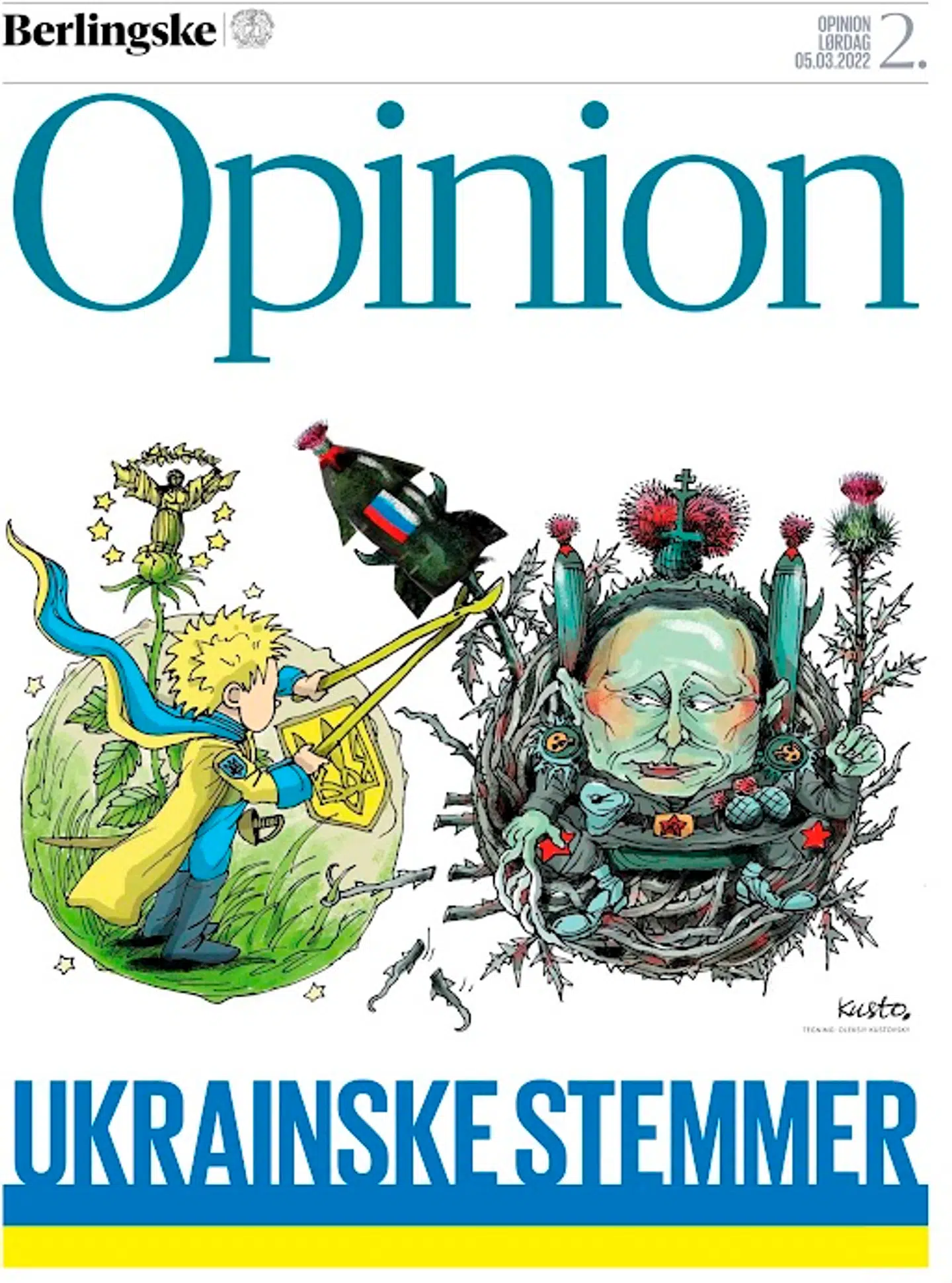 Forsiden af Berlingskes opinionstillæg 5. marts 2022, hvor kun ukrainere kom til orde.
