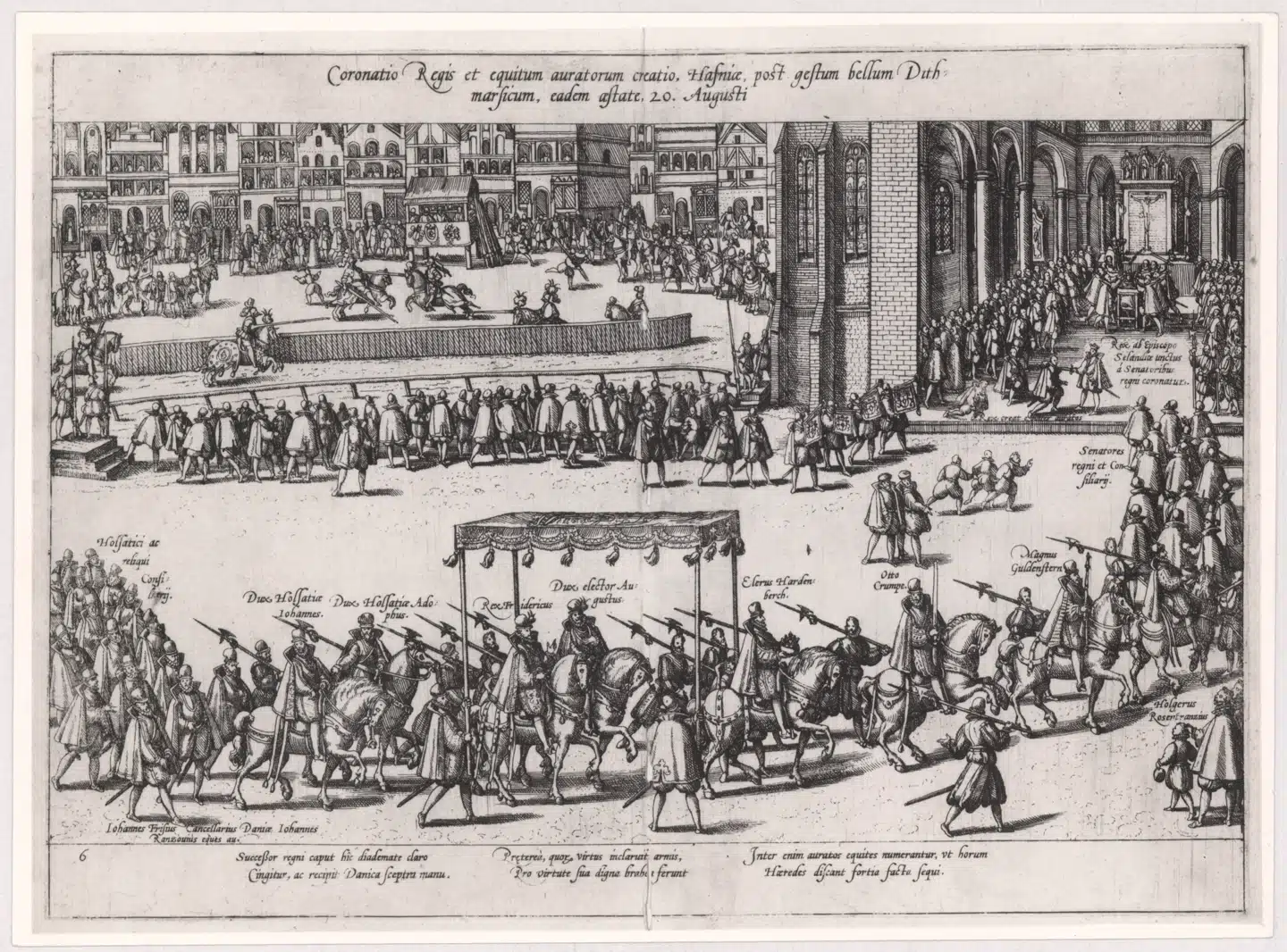 Frederik 2.s kroning i København bliver behandlet på dansk i artiklen »Kongens kakofoniske kroning – Magtens auditive manifestering under Frederik 2.s kroning i 1559« i det videnskabelige tidsskrift Kulturstudier. Illustration: Det Kongelige Bibliotek