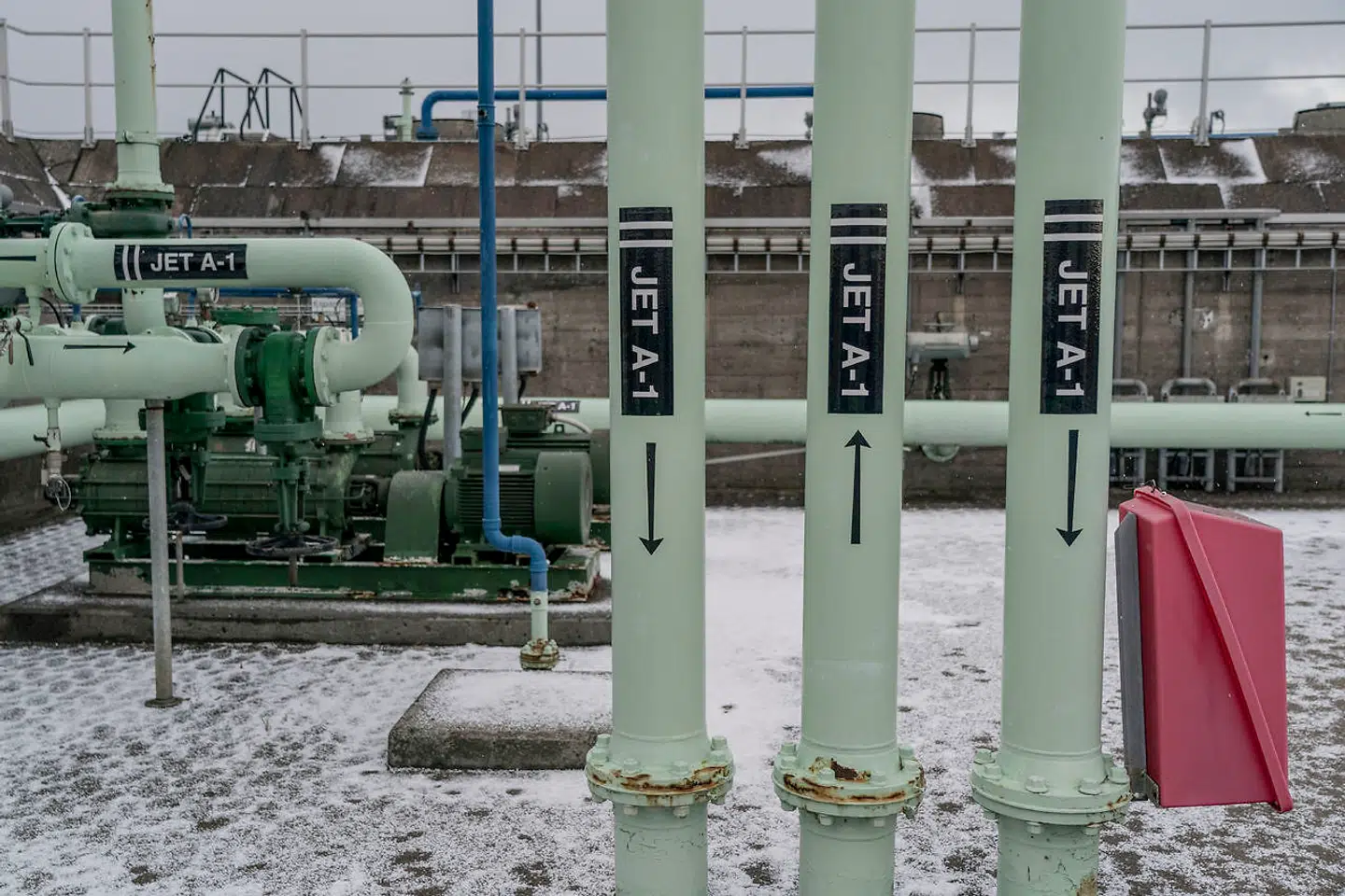 Depot og tanke med flybrændstof i Københavns Lufthavn, januar 2022. SAS og Københavns Lufthavne er med i projektet Green Fuels for Denmark, som nu vil sætte turbo på udvikling og produktion af grøn jetbrændstof produceret på strøm fra havvindmøller og indfanget, bæredygtig CO₂.