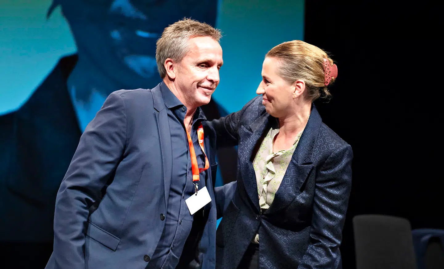 Statsminister Mette Frederiksen med formand Per Christensen før sin tale til 3F's kongres i Aalborg Kongres og Kulturcenter, torsdag den 26. september 2019.