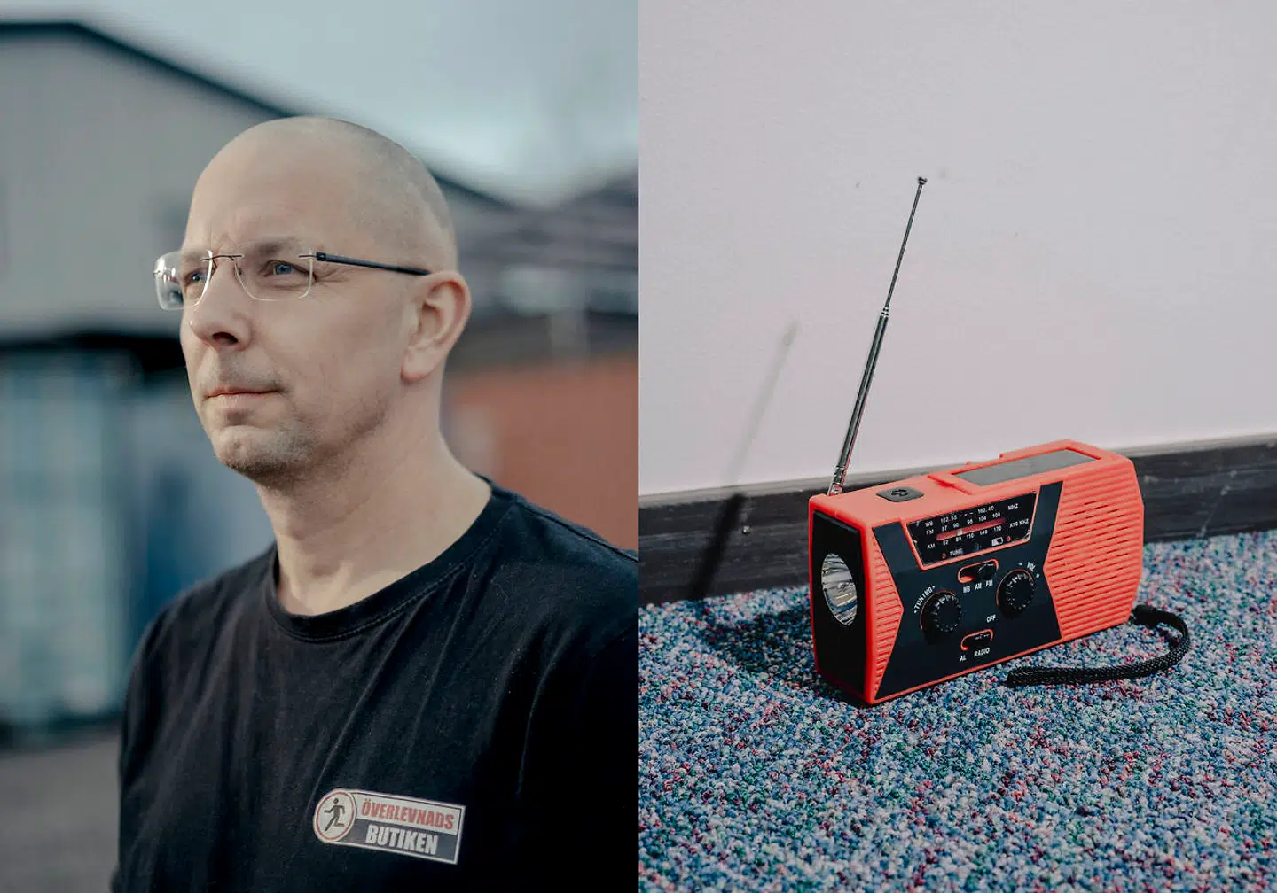 Fredrik Qvarnström er indehaver af Överlevnadsbutiken på en ø uden for Stockholm. Han sælger prepperudstyr og frysetørret mad.