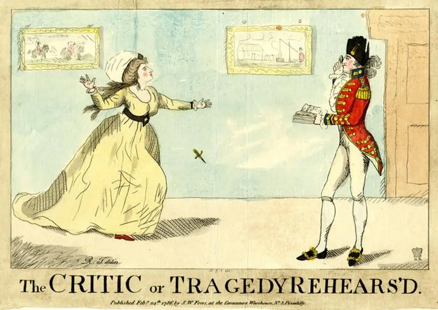 Mary Wells kom fra ydmyge kår, men blev en hot skuepillerinde i London. Her ses hun i en satirisk tegning fra 1780erne. Hun spillede også store roller i bl.a. Shakespeares stykker. Hun forelskede sig i Joseph Sumbel og indgik ægteskab med ham i gældsfængslet, hvor de begge sad. I sine erindringer giver hun en kritisk skildring af ham.