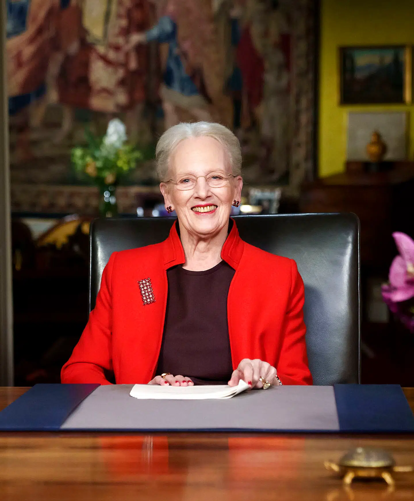 Dronning Margrethe efter afholdelse af nytårstalen på Amalienborg.
