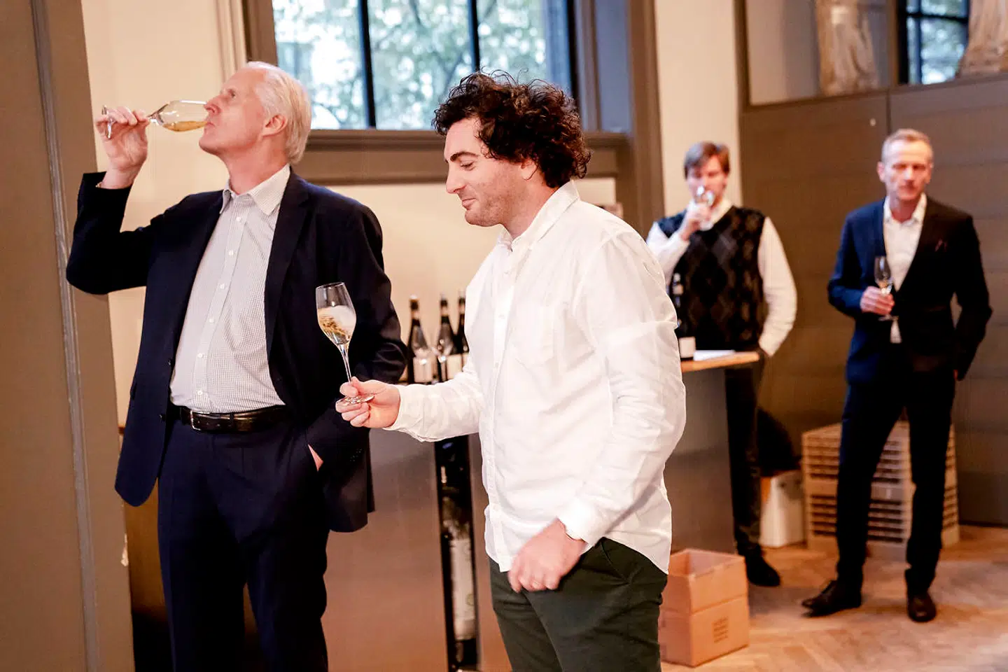 Den danske Selosse-importør Jørgen Krüff fra L'Esprit du vin (tv) havde arrangeret en hel weekend i anledning af generationskiftet hos Selosse.