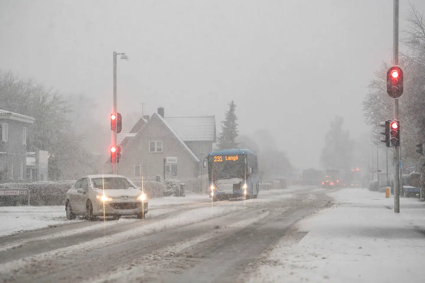 Snevejr i Randers og Kronjylland, onsdag den 1. December 2021.. (Foto: Bo Amstrup/Ritzau Scanpix)