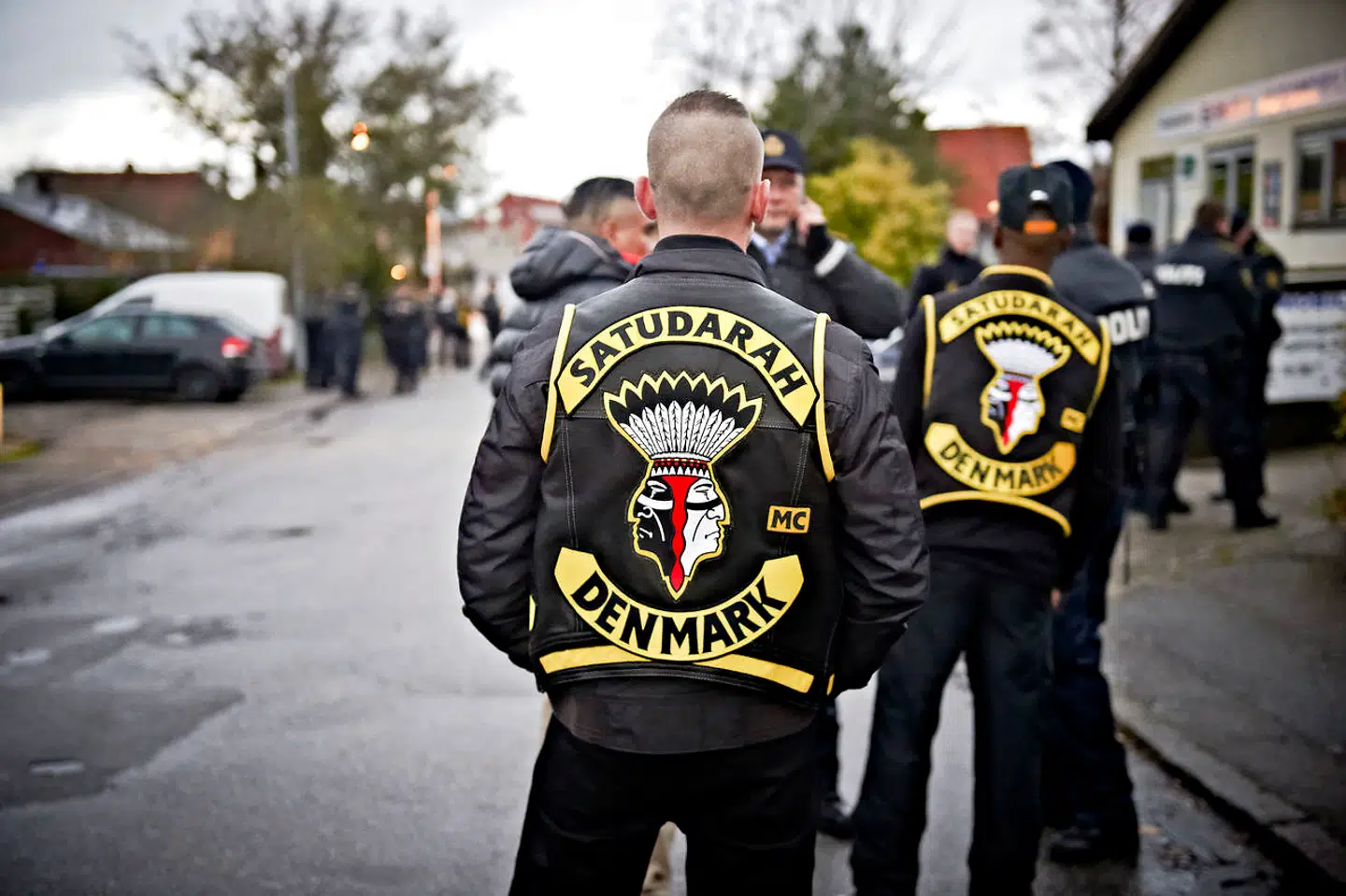 Medlemmer af rockergruppen Satudarah MC. Der verserer en voldelig konflikt mellem rockergruppen og gadebanden NNV, lyder vurderingen i et konfliktnotat.