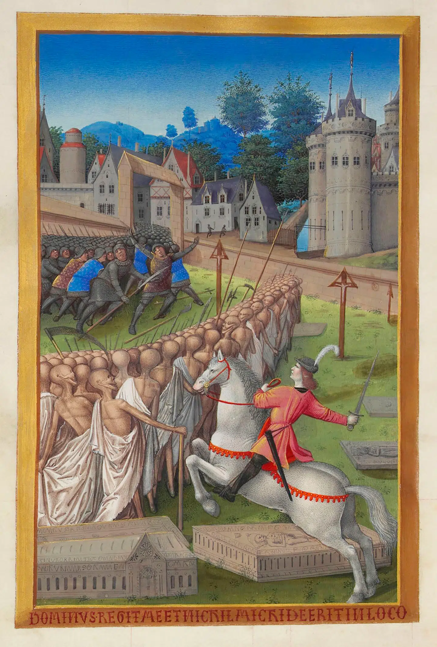 I en beretning om et engelsk togt mod Irland fra 100-tallet berettes det Giraldus Cambrensis værk Expugnatio Hibernia (1189) tales der om en dødningehær - altså døde krigere, der kæmpede. Illustration fra bogen.