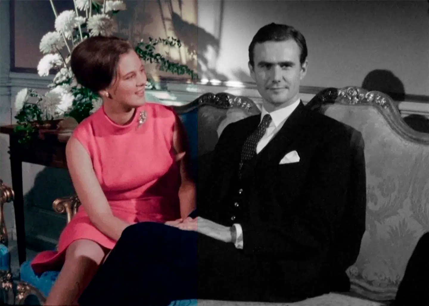 Hvem kan se symbolikken? Enkelte gamle, sort-hvide optagelser er blevet farvelagt til dokumentaren »Dronningens mand«.