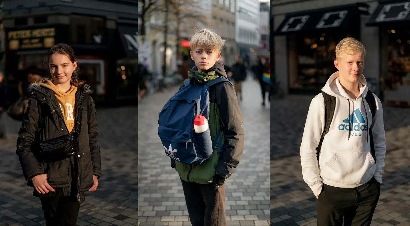 Fra venstre til højre: Frida (12), Malte (12) og en anden Malte (15). Berlingske har interviewet en række børn og unge teenagere om vaccination mod coronavirus.
