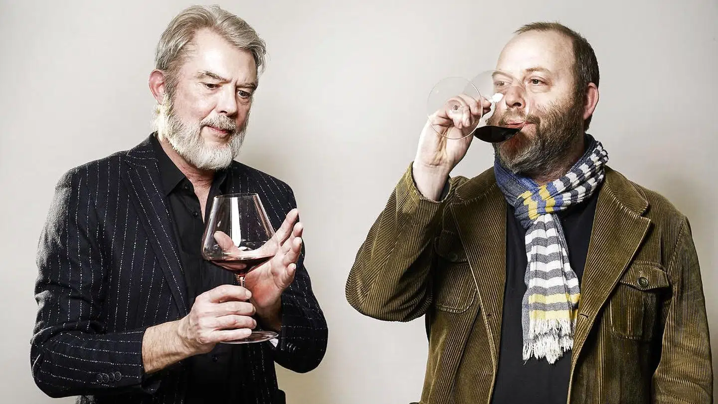 »Søren Franks vinkælder« med Søren Frank og Søren Jacobsen Damm.