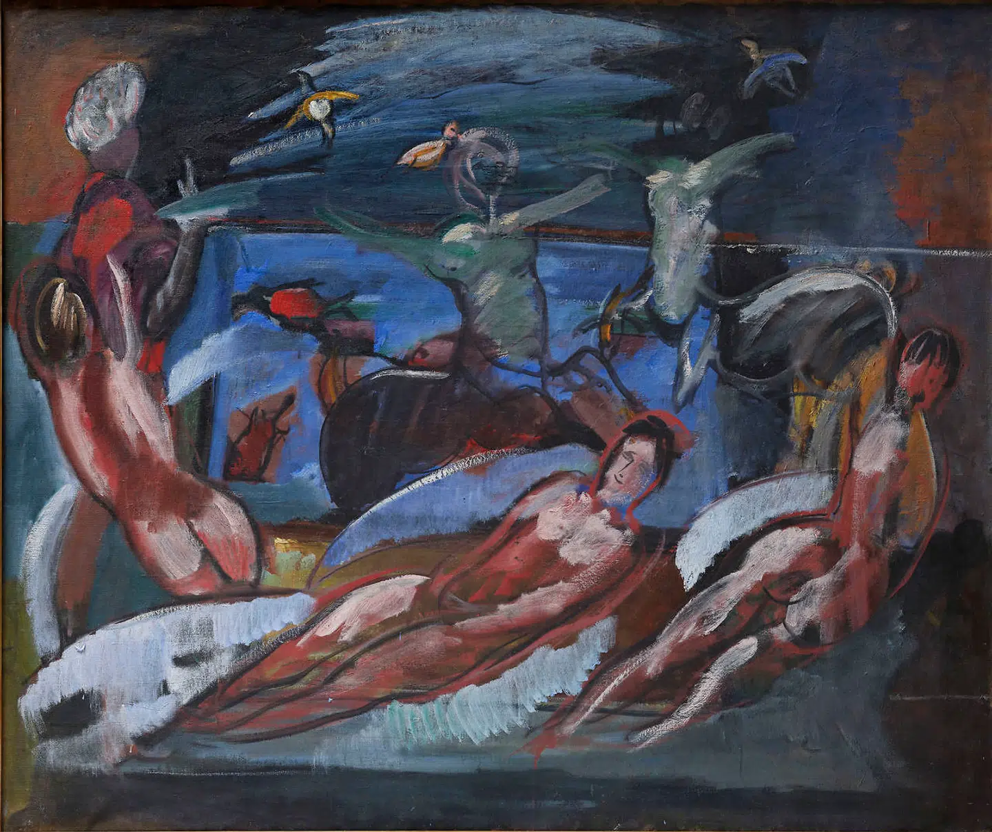 »Havguder«, ca. 1913. På bagsiden gemte sig et billede af to nøgne mandsfigurer.