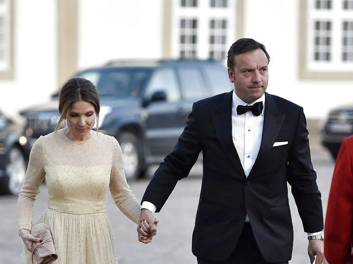 Jeppe Handwerk og kronprins Frederiks har været venner gennem tre årtier, og Handwerk er gudfar til prins Christian. Her er han med sin hustru, Birgitte Zachau Handwerk, til middag på Fredensborg Slot i anledning af Dronning Margrethes fødselsdag i 2015.