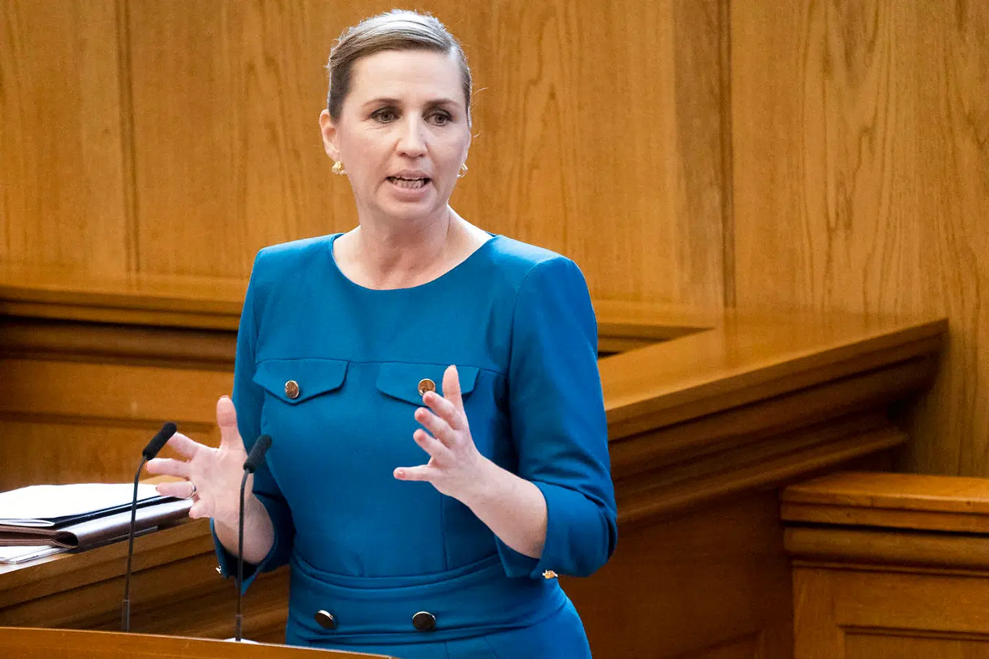 Statsminister Mette Frederiksen (S) til Folketingets åbning, hvor hun løftede sløret for regeringens kommende boligudspil, der skal sikre tusindvis af almene boliger i København.