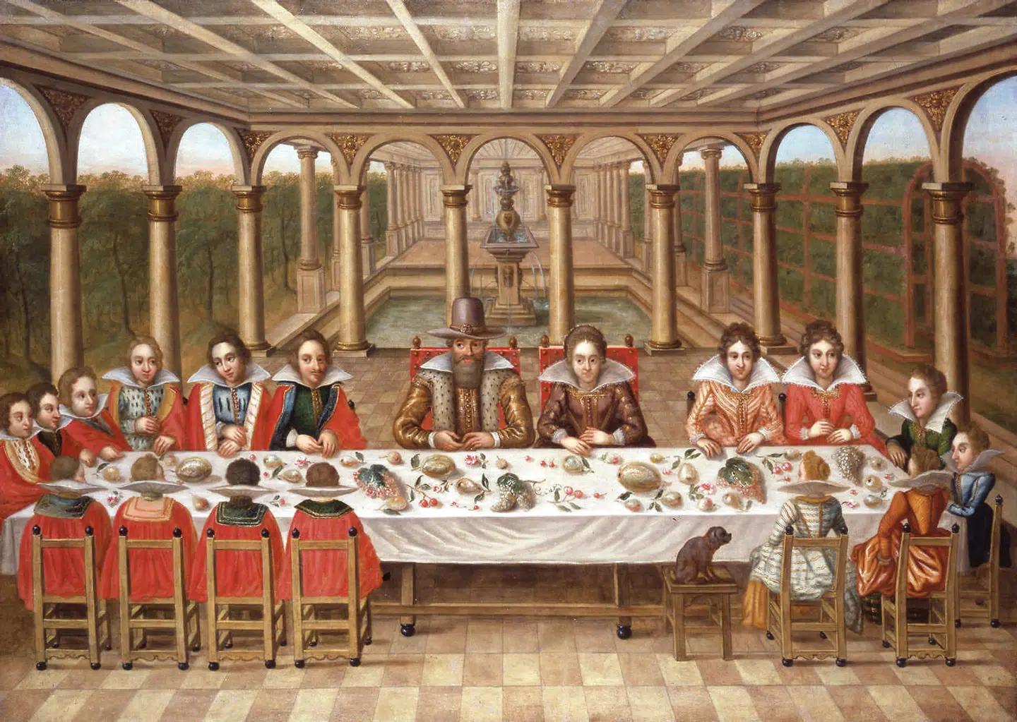 Corfitz Ulfeldts forældre, rigsråd Jacob Ulfedt til Kogsbølle (1567- 1630) og Birgitte Brockenhuus (1580-1656), siddende til bords med 16 af deres børn. Malet af ubekendt, ca. 1625. I 1628, da Leonora Christina var syv år, blev det aftalt, at hun skulle giftes med adelsmanden Corfitz Ulfeldt. Han er den unge mand, der sidder yderst til venstre på maleriet. Maleriet har tilhørt Leonora Christinas og Corfitz Ulfeldts efterslægt.