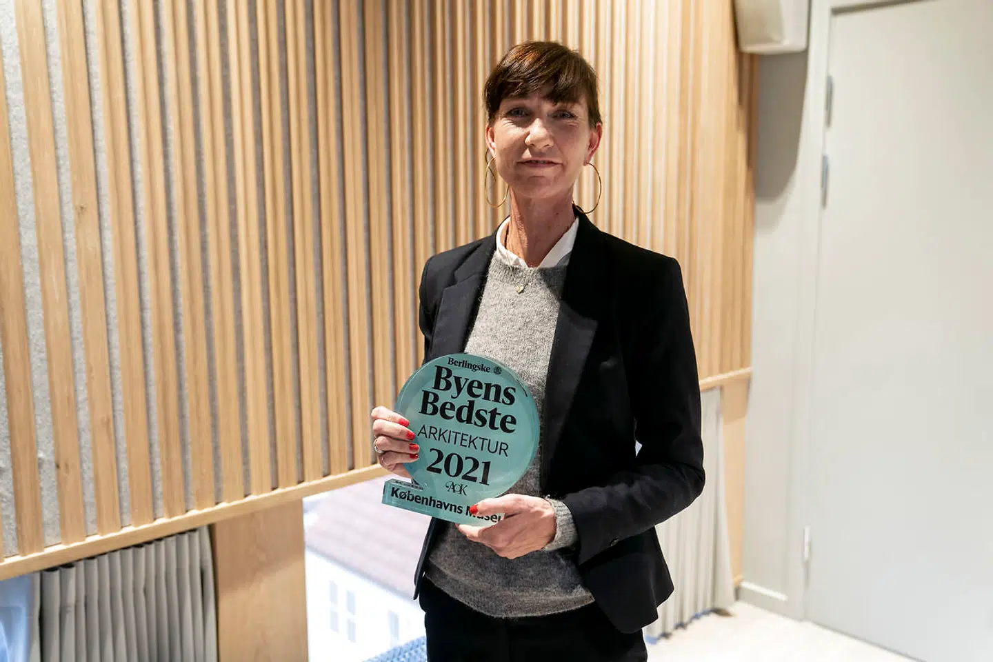 Louise Jacobsen, museumschef Københavns Museum modtager prisen Byens Bedste Arkitektur.