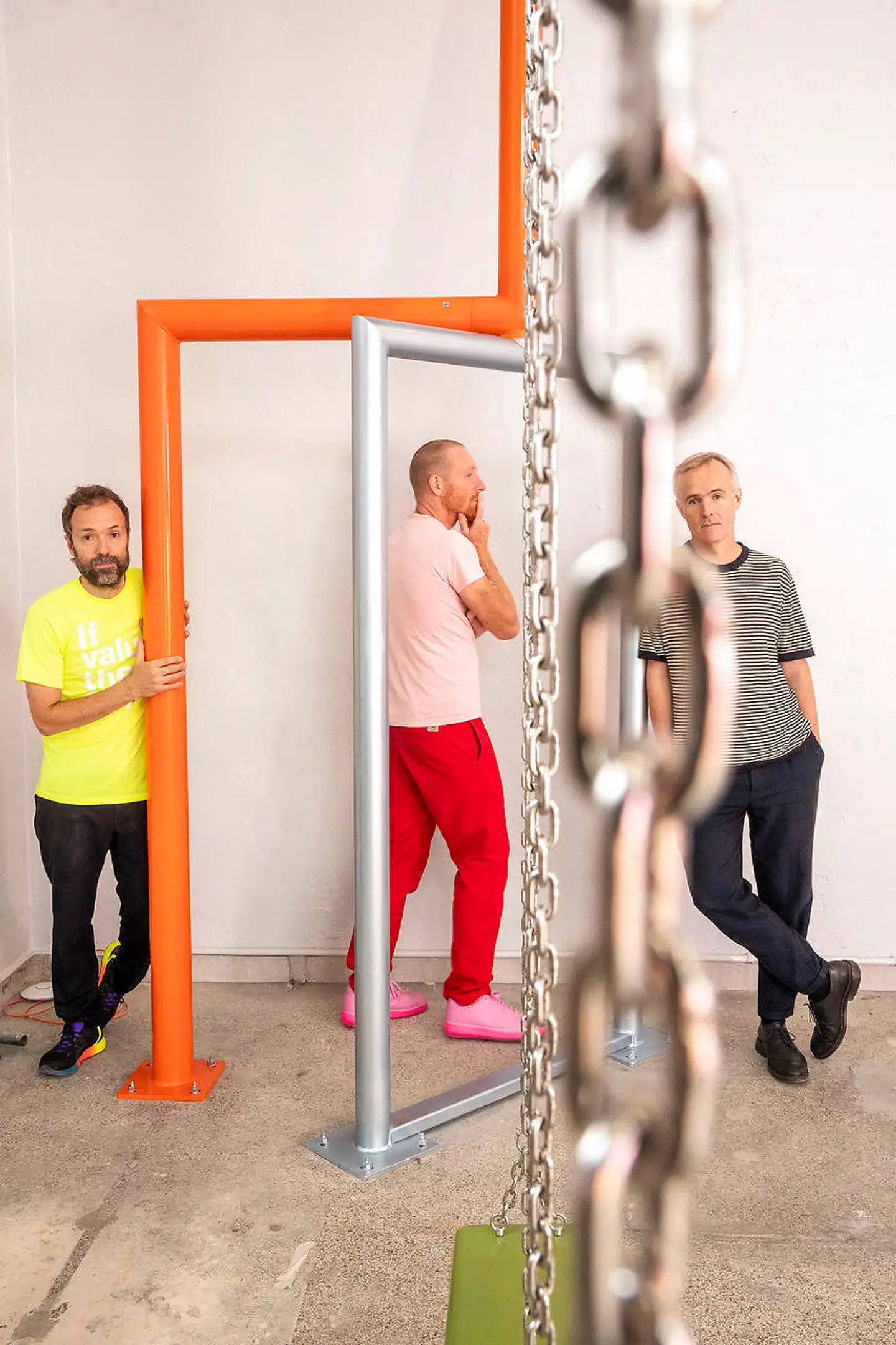 Jakob Fenger, Bjørnstjerne Christiansen og Rasmus Rosengren Nielsen fra kunstnergruppen Superflex.