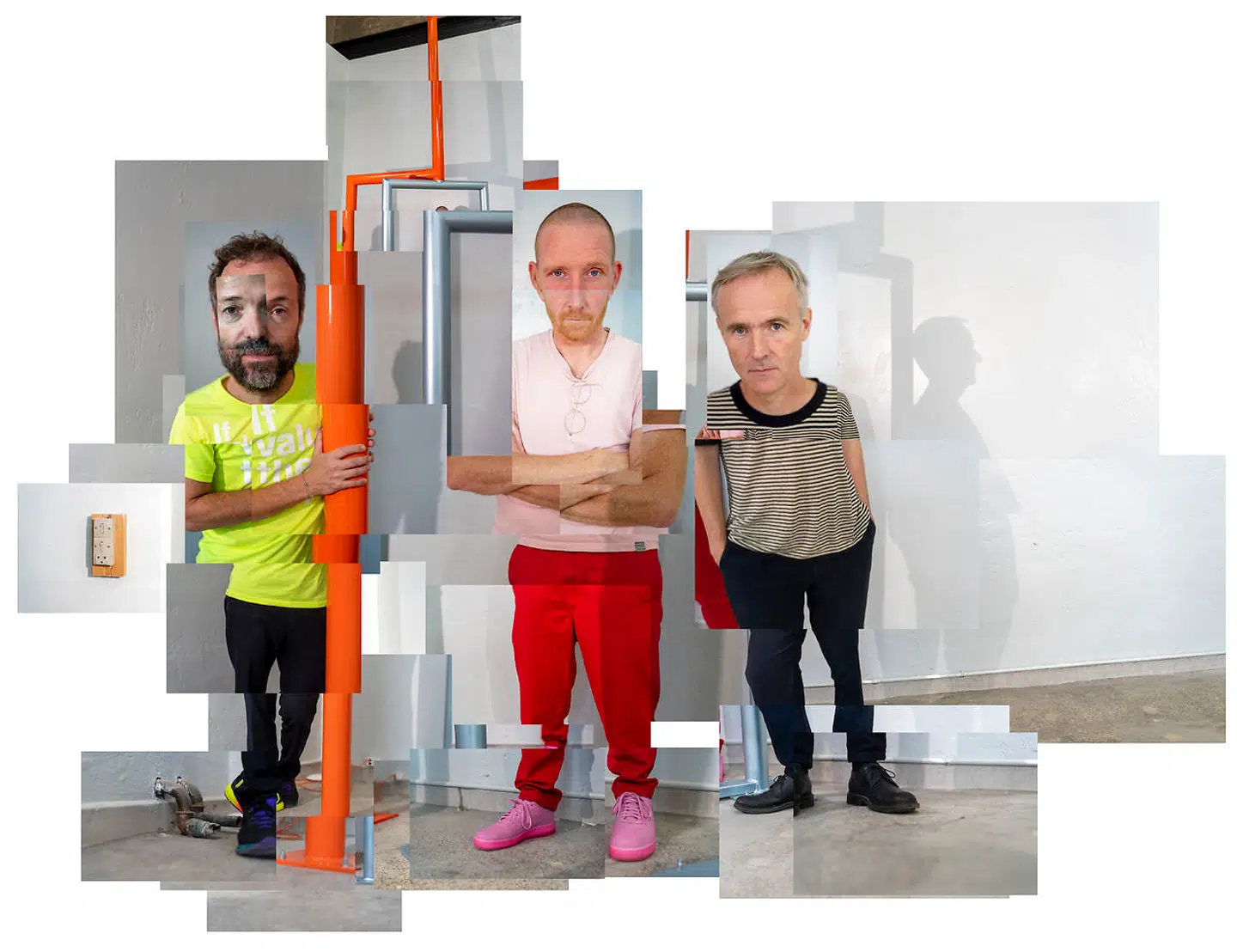 Jakob Fenger, Bjørnstjerne Christiansen, og Rasmus Rosengren Nielsen fra kunstnergruppen Superflex.