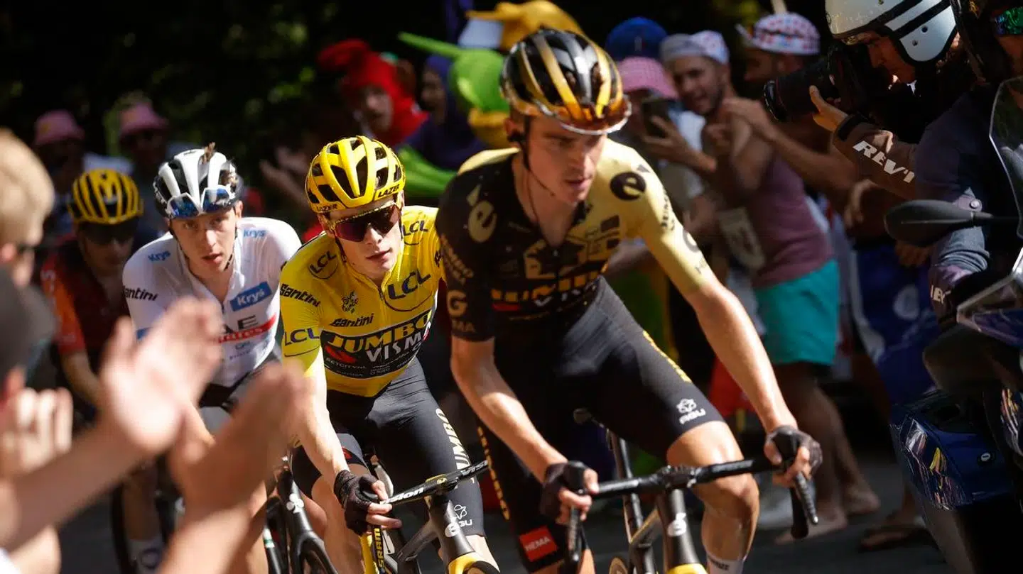 Sepp Kuss (forrest) har været Jonas Vingegaad vigtigste hjælper under Touren.