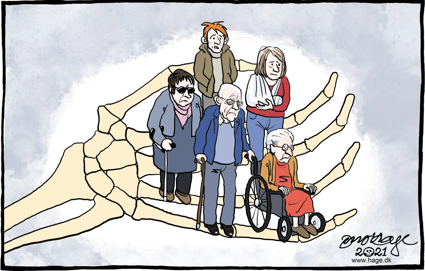 Vores velfærdssamfund fungerer langt fra optimalt.Tegning: Jens Hage