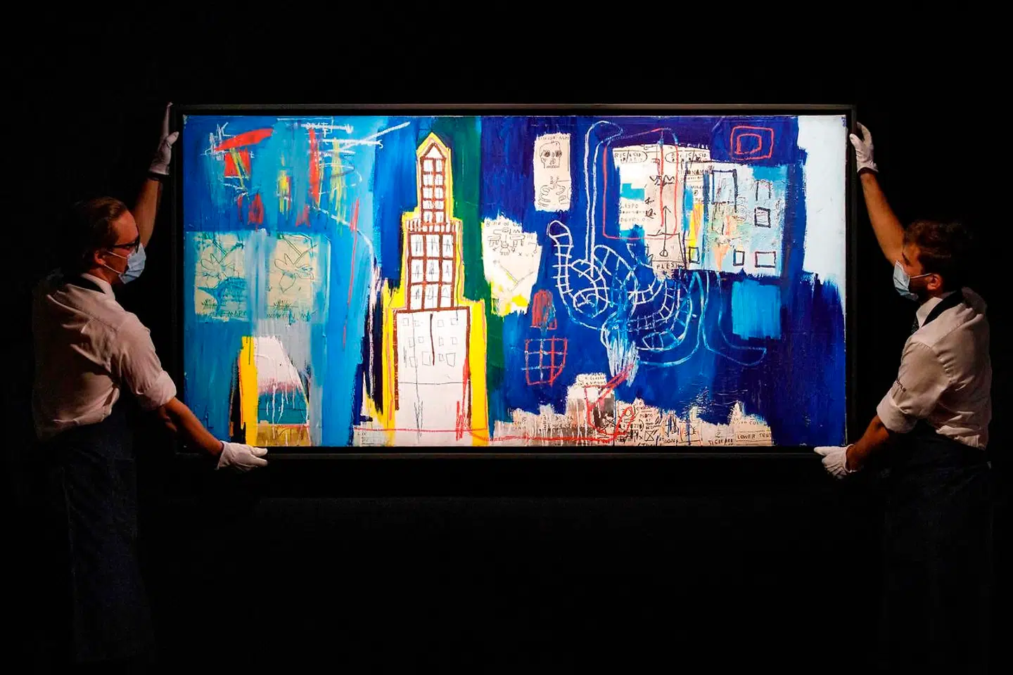 Basquiats malerier bliver solgt for tårnhøje beløb. Her ses »Justcome Suit«, som i 2020 blev solgt af auktionshuset Sotheby's for 44 millioner kroner.