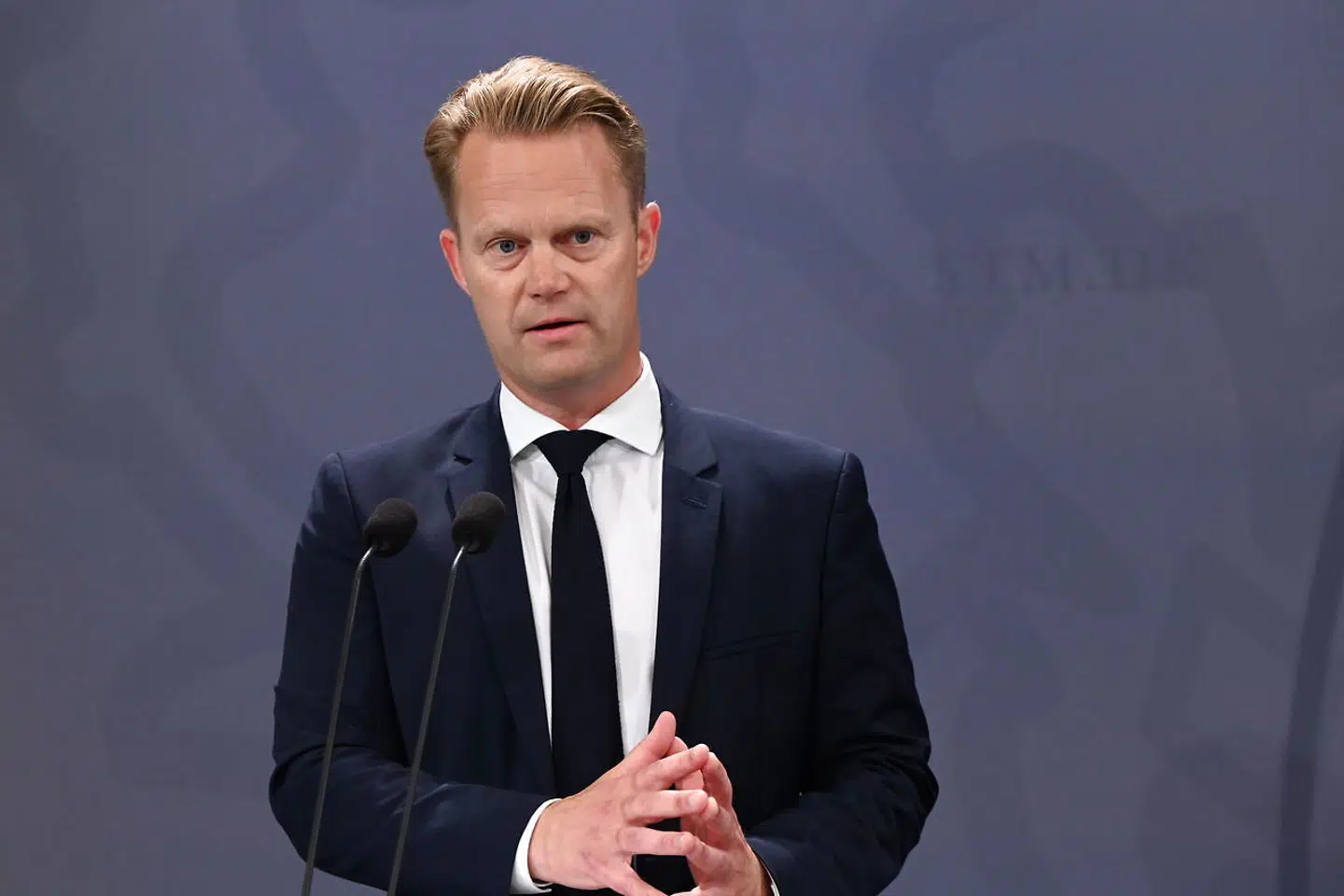 Statsminister Mette Frederiksen, udenrigsminister Jeppe Kofod og forsvarsminister Trine Bramsen afholder pressemøde om Afghanistan i Spejlsalen i Statsministeriet i København, onsdag den 18. august 2021.