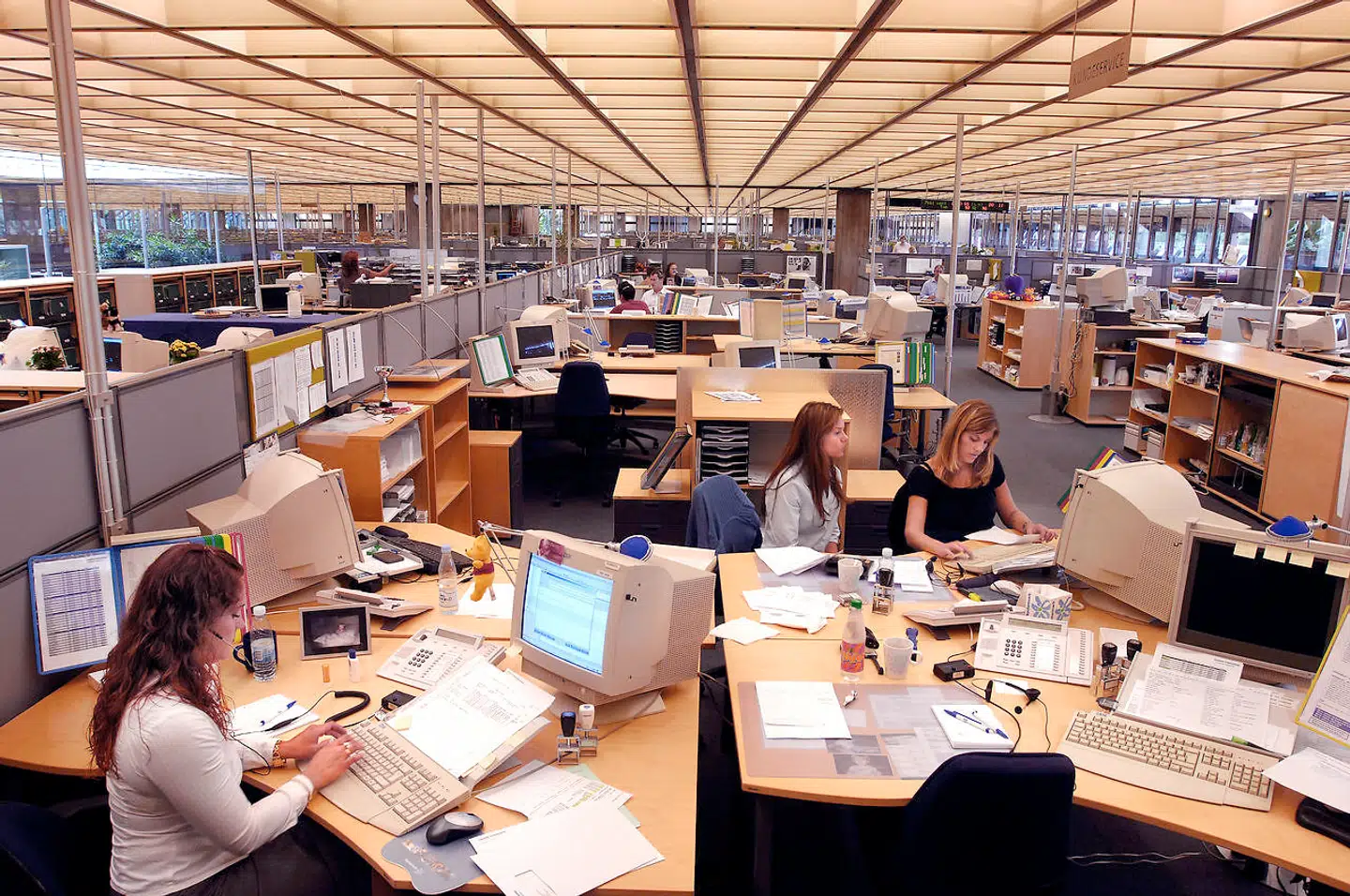 Sådan så danske kontorlandskaber ud engang. I dag er det ganske anderledes. Og spørgsmålet er, om det ændrer sig endnu mere efter coronakrisen. Arkivfoto.