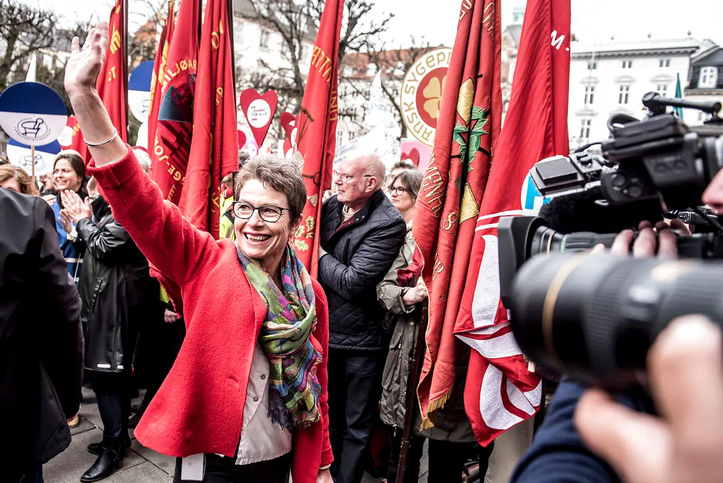 »Strejken er vores eneste våben, og vi udtager områder, som ikke er livstruende, og det gælder blandt andet fertilitetsområdet. Det er den måde vi kan presse arbejdsgiverne på, og det håber vi danskerne har forståelse for,« sagde DSRs formand, Grete Christensen, tirsdag, hvor hun varslede den tredje optrapning af strejken. Arkivfoto: Mads Claus Rasmussen/Ritzau Scanpix