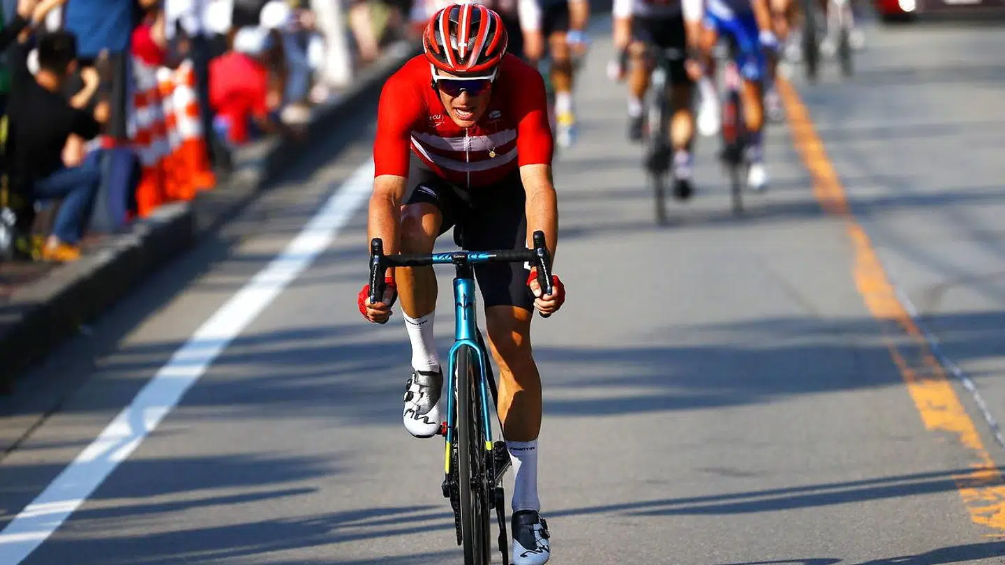 Jakob Fuglsang var i aktion lørdag, men kunne ikke leve op til sin sølvmedalje i landevejsløbet i Rio for fem år siden. Reuters/Tim de Waele