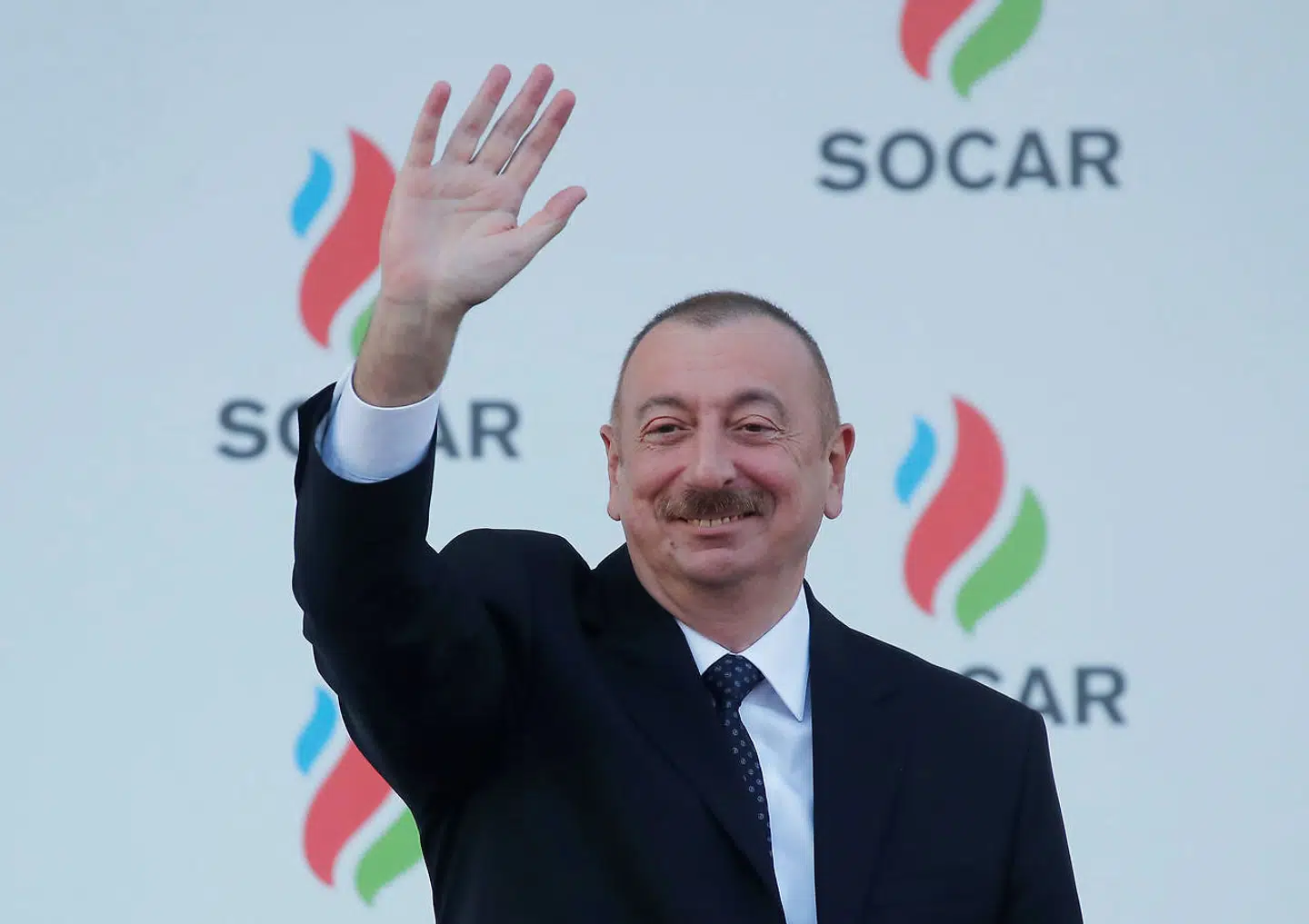 Aserbajdsjans præsident, Ilham Alijev, har tidligere gennem en talsperson afvist enhver forbindelse til hvidvaskkomplekset kaldet Azerbaijani Laundromat. Arkivfoto: Maxim Shemetov/Reuters/Ritzau Scanpix