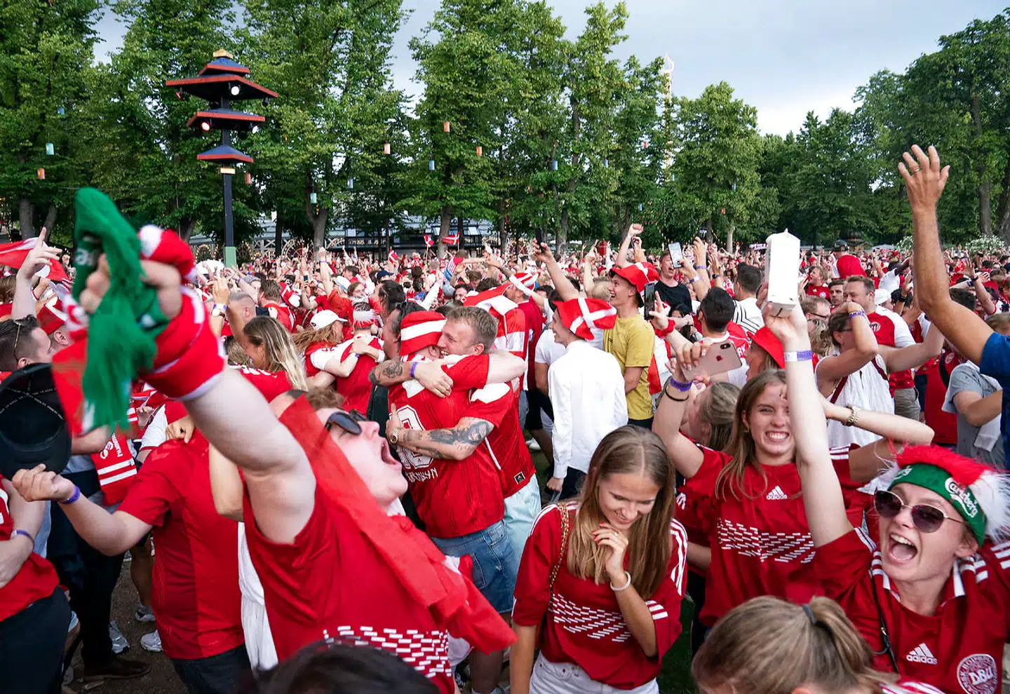 Fodboldstemning i Tivoli i København under EM kvartfinalen mellem Tjekkiet og Danmark i lørdags.
