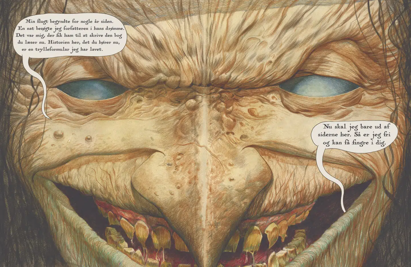 »Besat« besætter, og det er højtlæsningslitteratur, når det er bedst og mest magisk, skriver Berlingskes anmelder, Merete Reinholdt. Illustration: Kristian Eskild Jensen.