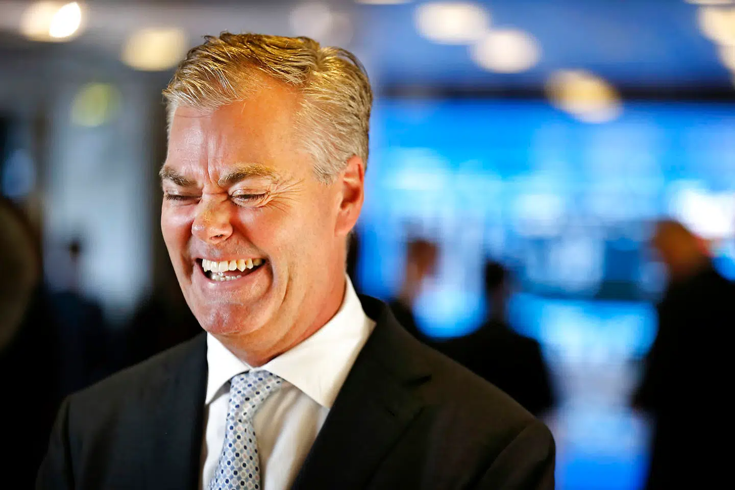 Nets' topchef, Bo Nilsson, elsker at tjene penge. Her er han afbildet på et ikonisk foto fra den vellykkede børsnotering af Nets.