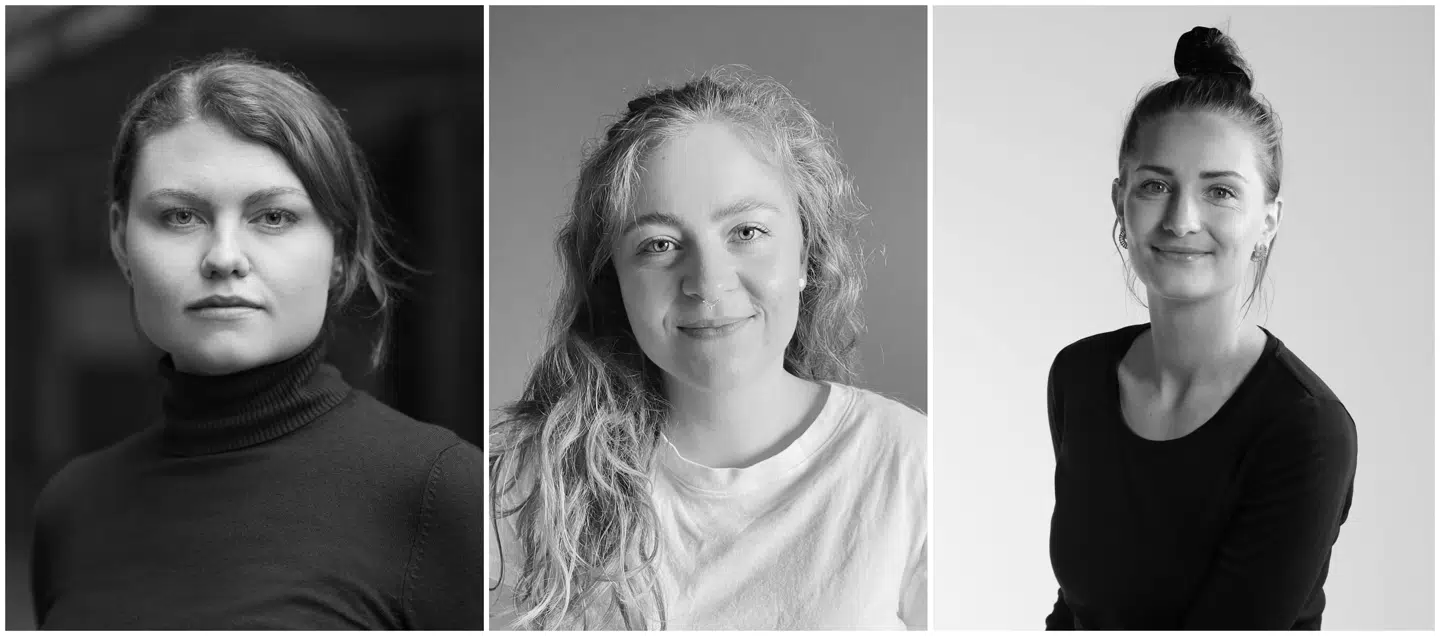 Iben Søtang (tv.) er producer, Eva Maria Mogensen er manuskriptforfatter, og Julie Lundorff (th.) er instruktør på »Sygt ung«.