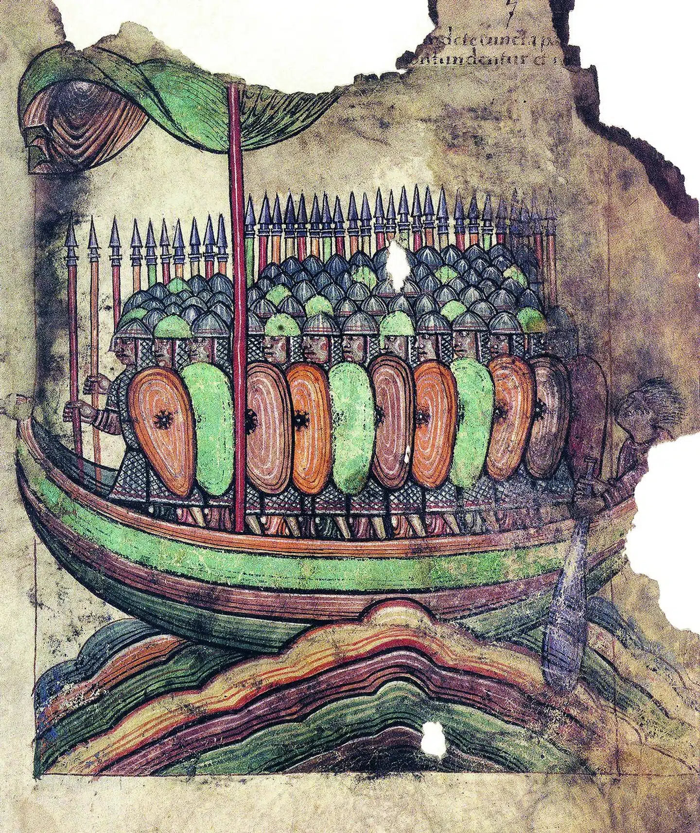 Sådan har vikingerne set ud, da de sejlede mod Middelhavet. Frankisk skrift fra 1300-tallet.