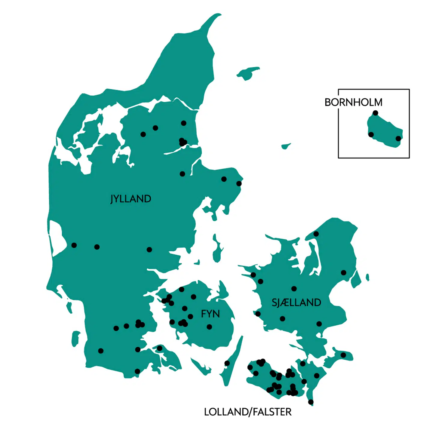 Berlingske har ved hjælp af cvr-registeret, tingbogen og erhvervsdatabasen BIQ kortlagt, at et netværk af ejendomsspekulanter siden 2015 tilsammen har ejet minimum 83 ejendomme i 29 danske kommuner. Over 30 af de ejendomme er i dag ejet af tre partnere fra TVC Advokatfirma gennem deres fælles private ejendomskoncern. Grafik: Maria Thykjær Jespersen
