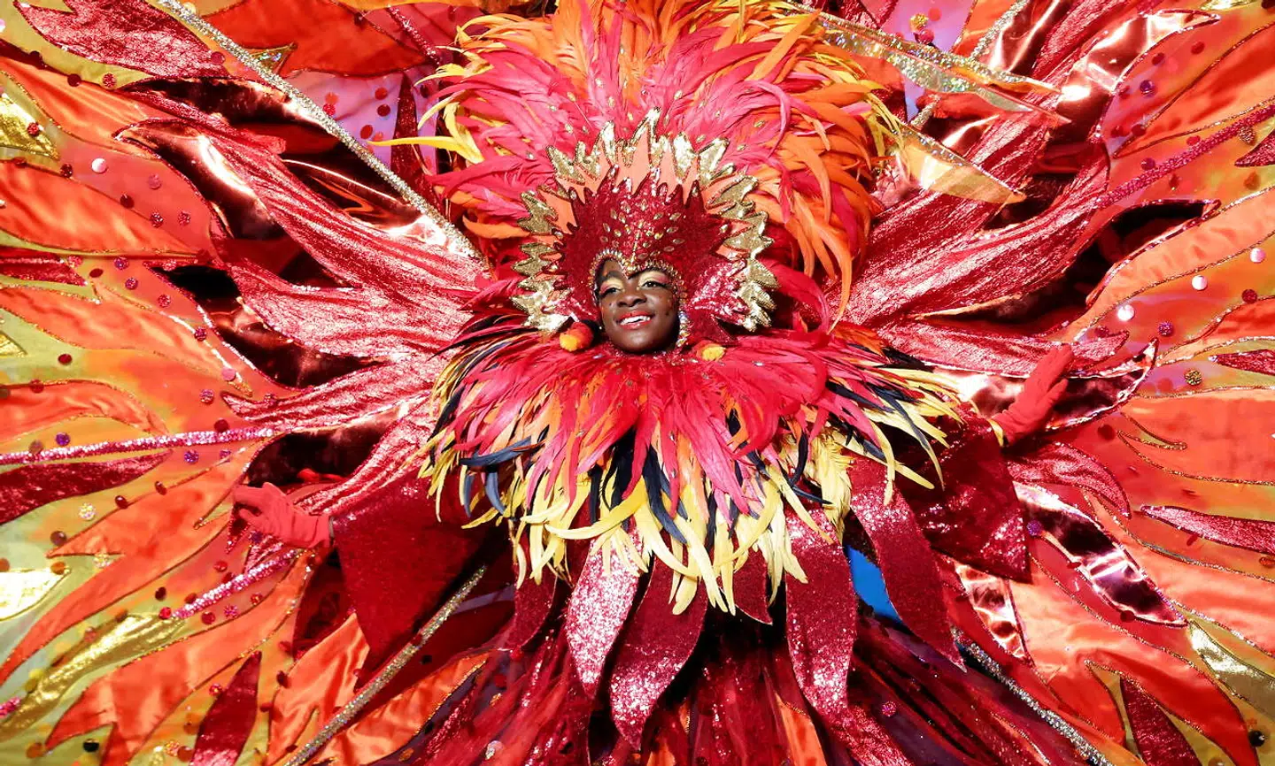 Karneval er en seriøs ting i Trinidad og Tobago. Billedet er fra karnevalet i februar 2020.