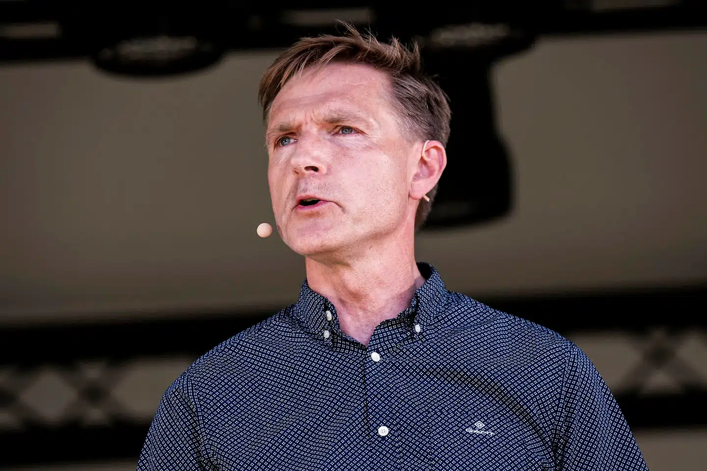 Formand for Dansk Folkeparti, Kristian Thulesen Dahl, holder partiledertale fra Hovedscenen på Folkemødet i Allinge, lørdag den 19. juni 2021.