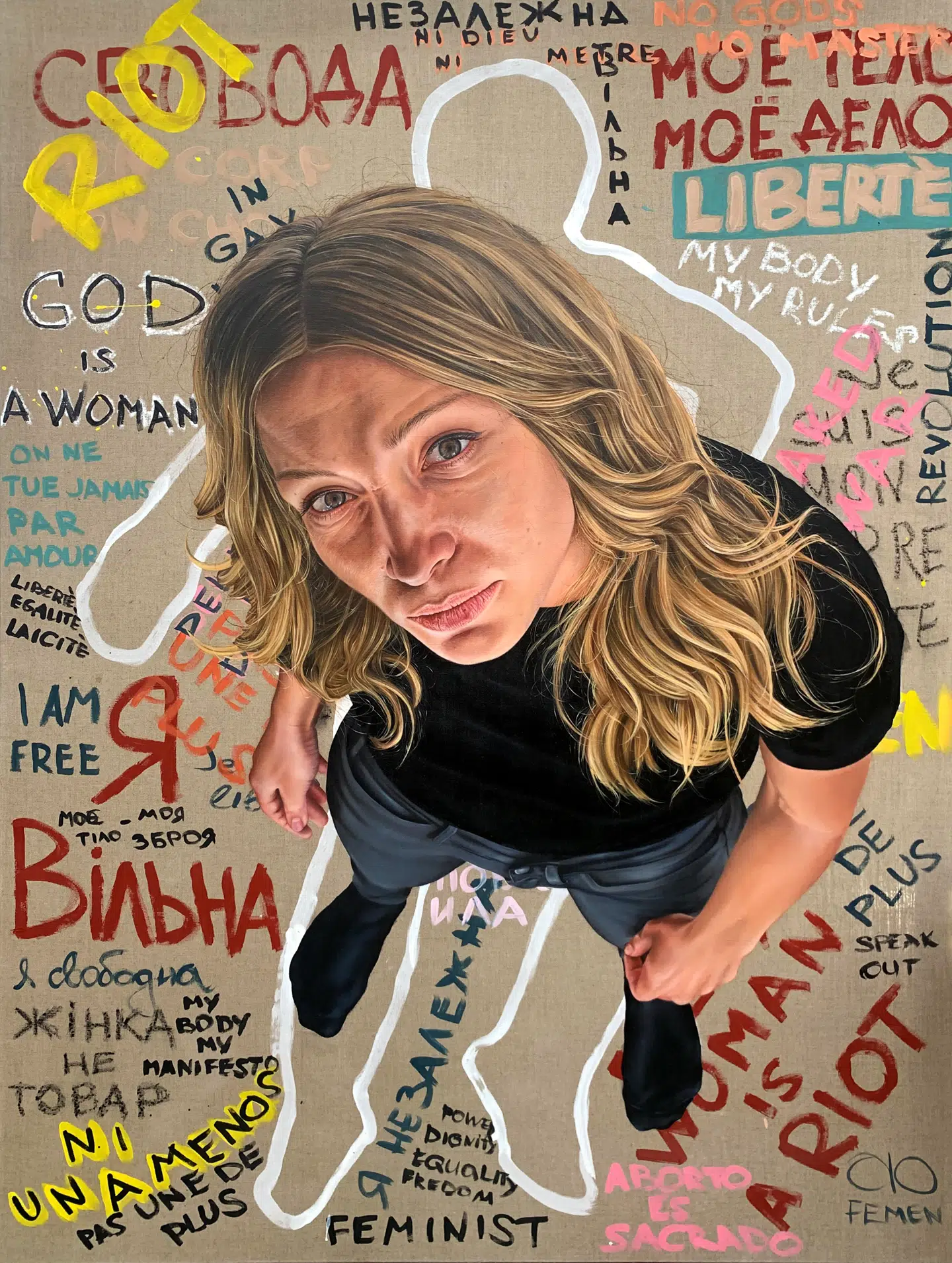 Den ukrainske feminist Inna Shevchenko er en af de 12 kvinder, Maria Torp portrætterer i sin serie om kvinders forhold. Foto: Maria Torp.