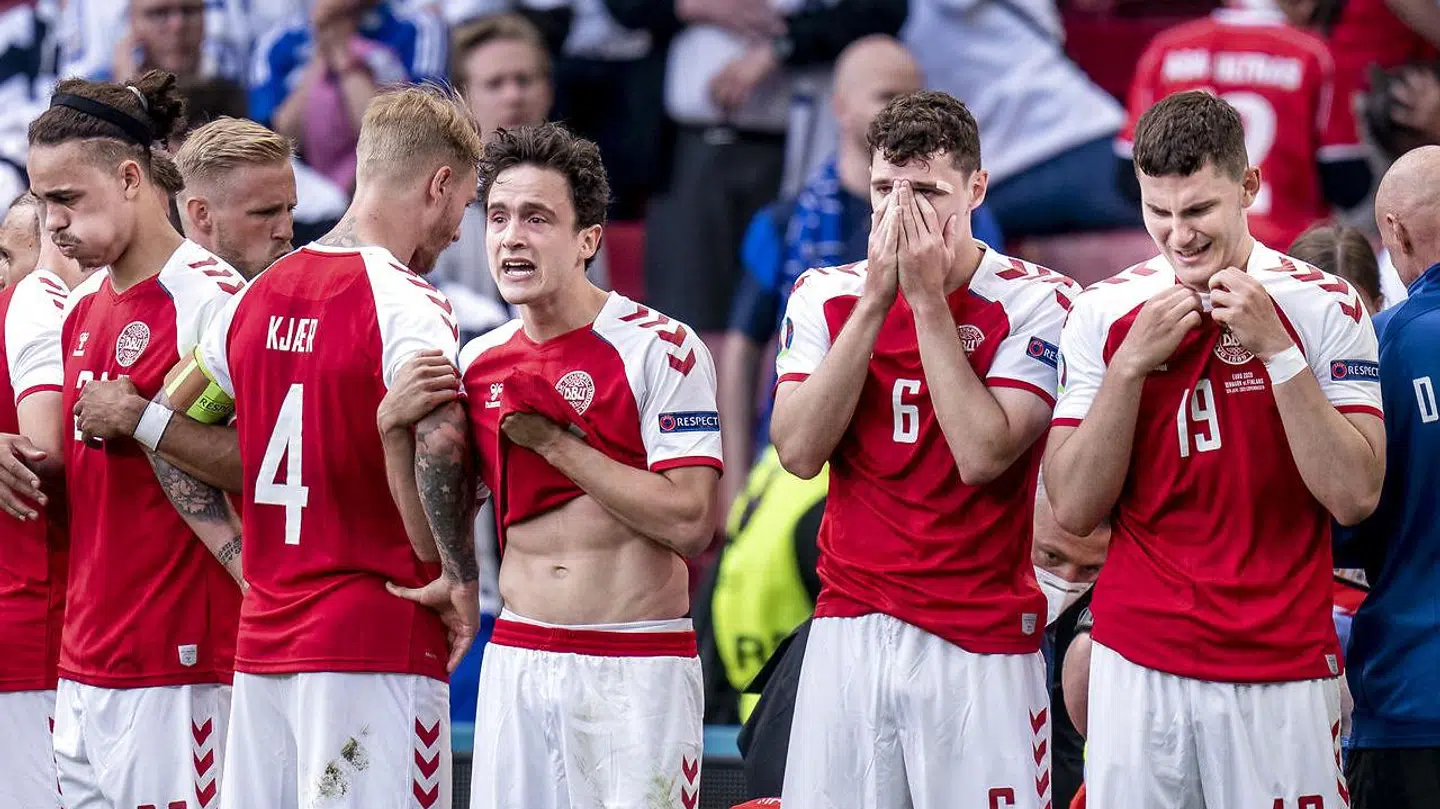 Danske landsholdsspillere i chok efter Eriksens kollaps.